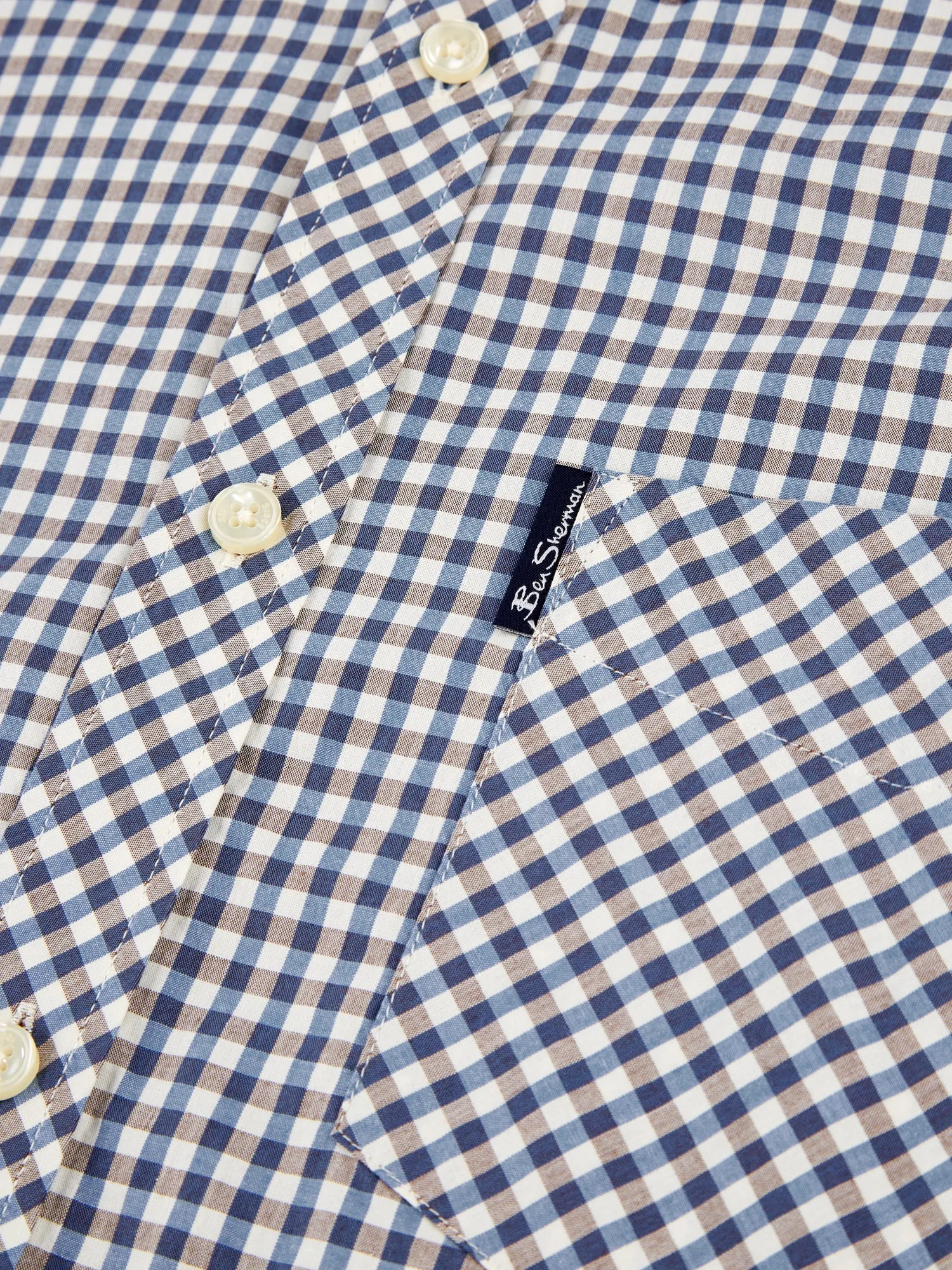 Signature Long-Sleeve Gingham Shirt - Persian Blue sold by Ben Sherman product image thumbnail 4