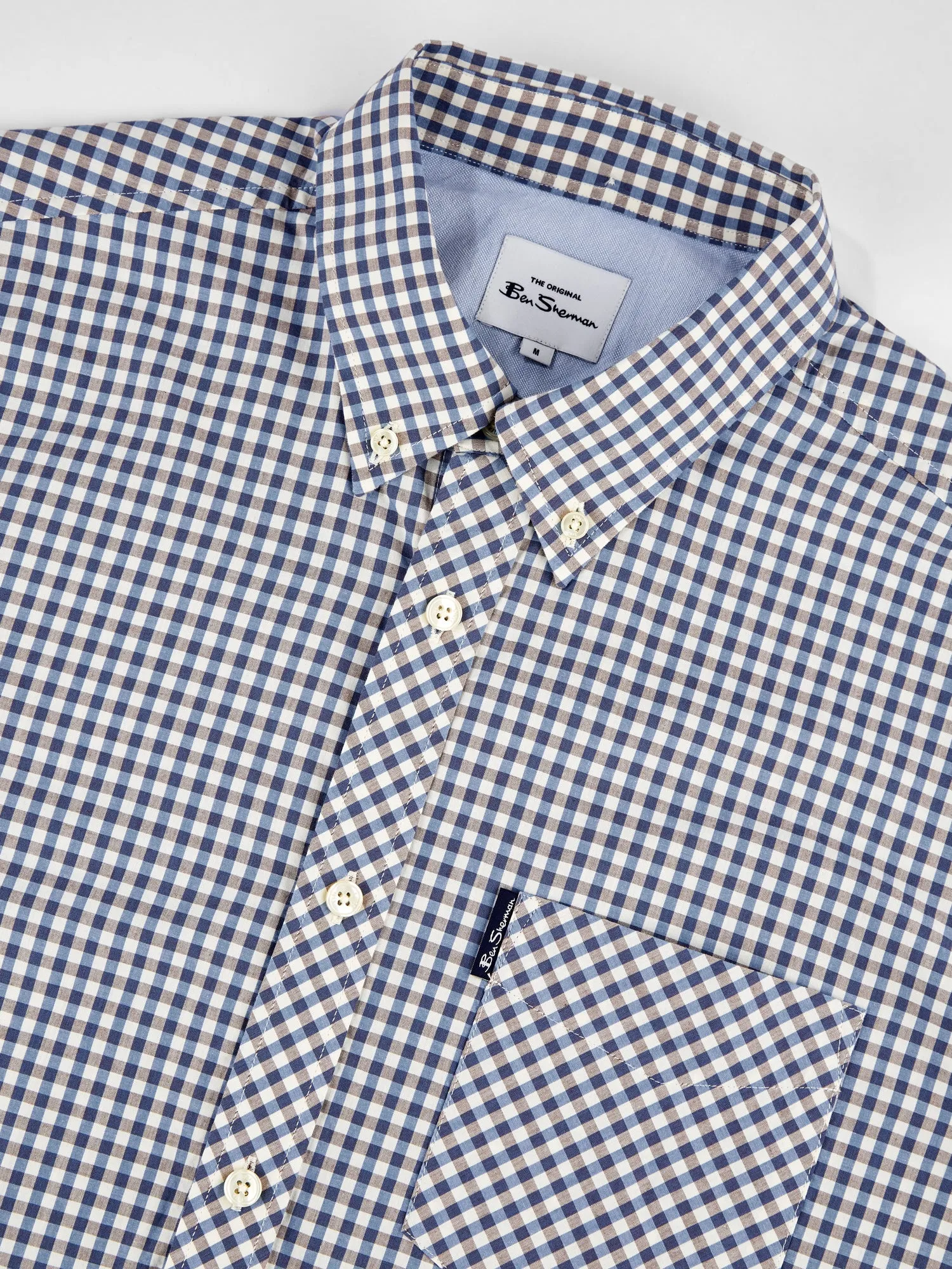 Signature Long-Sleeve Gingham Shirt - Persian Blue sold by Ben Sherman product image thumbnail 3