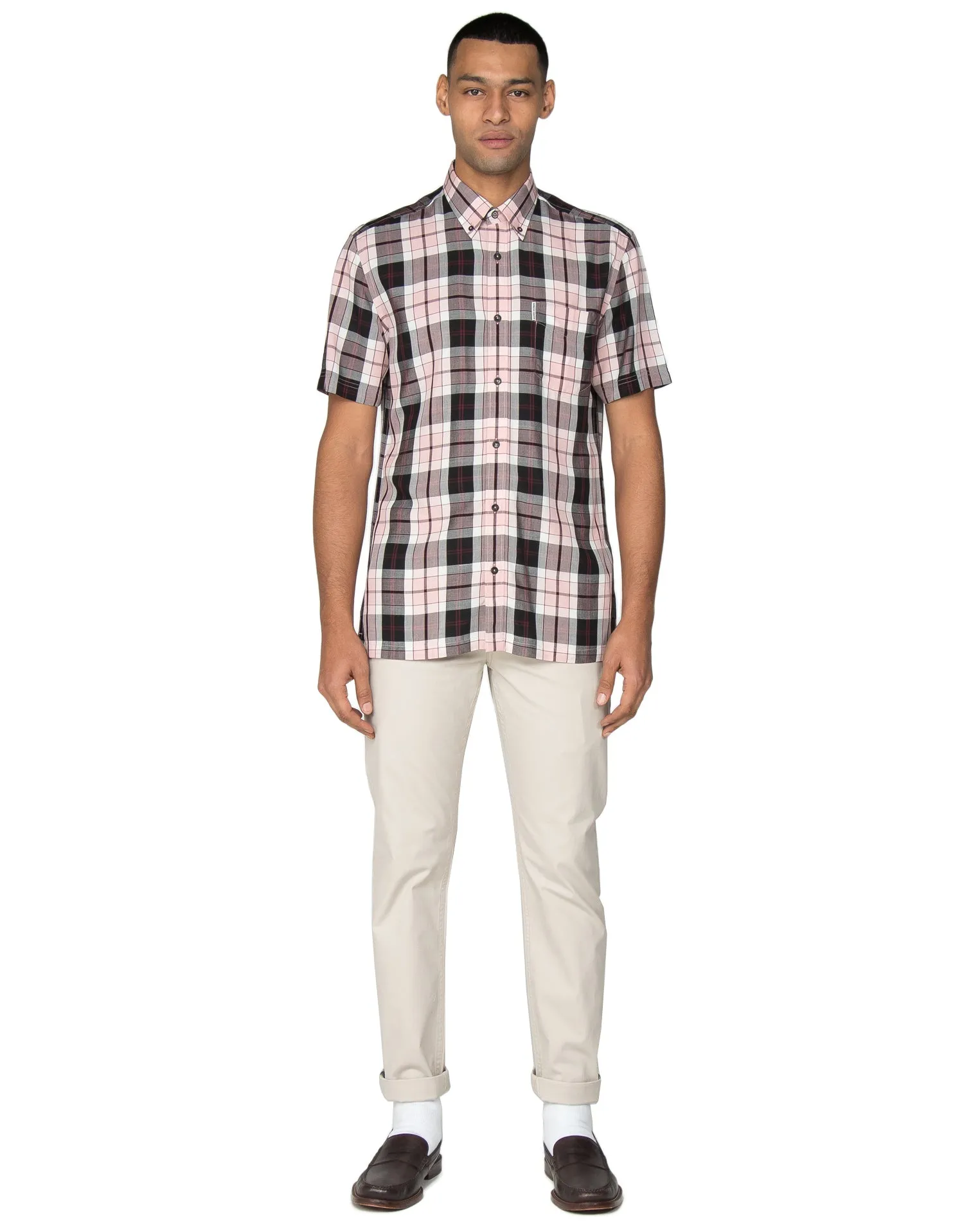 Short-Sleeve Viscose Check Shirt - Pink sold by Ben Sherman product image thumbnail 4