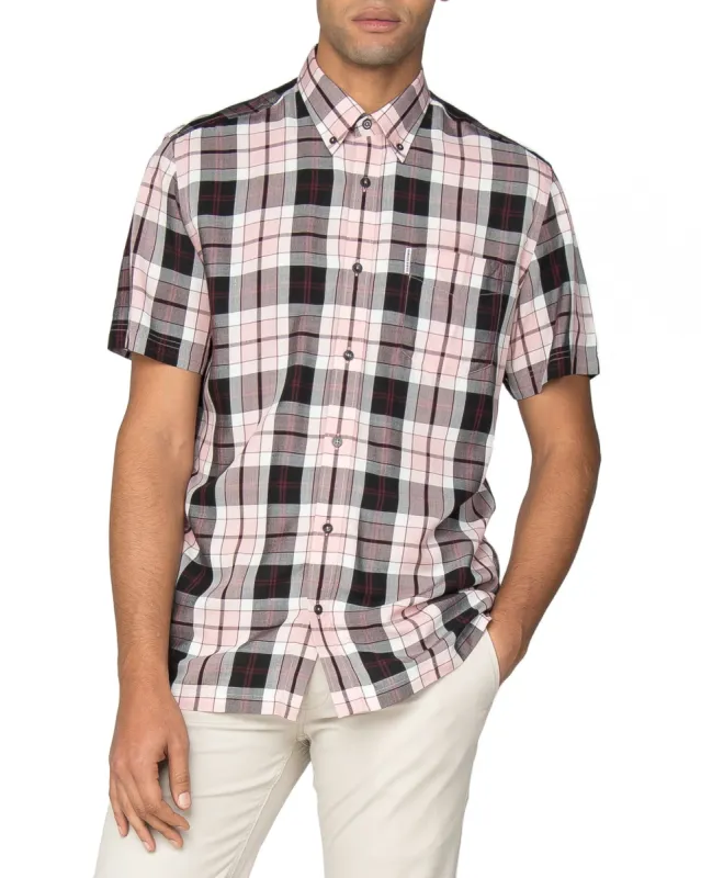Short-Sleeve Viscose Check Shirt - Pink made by Ben Sherman