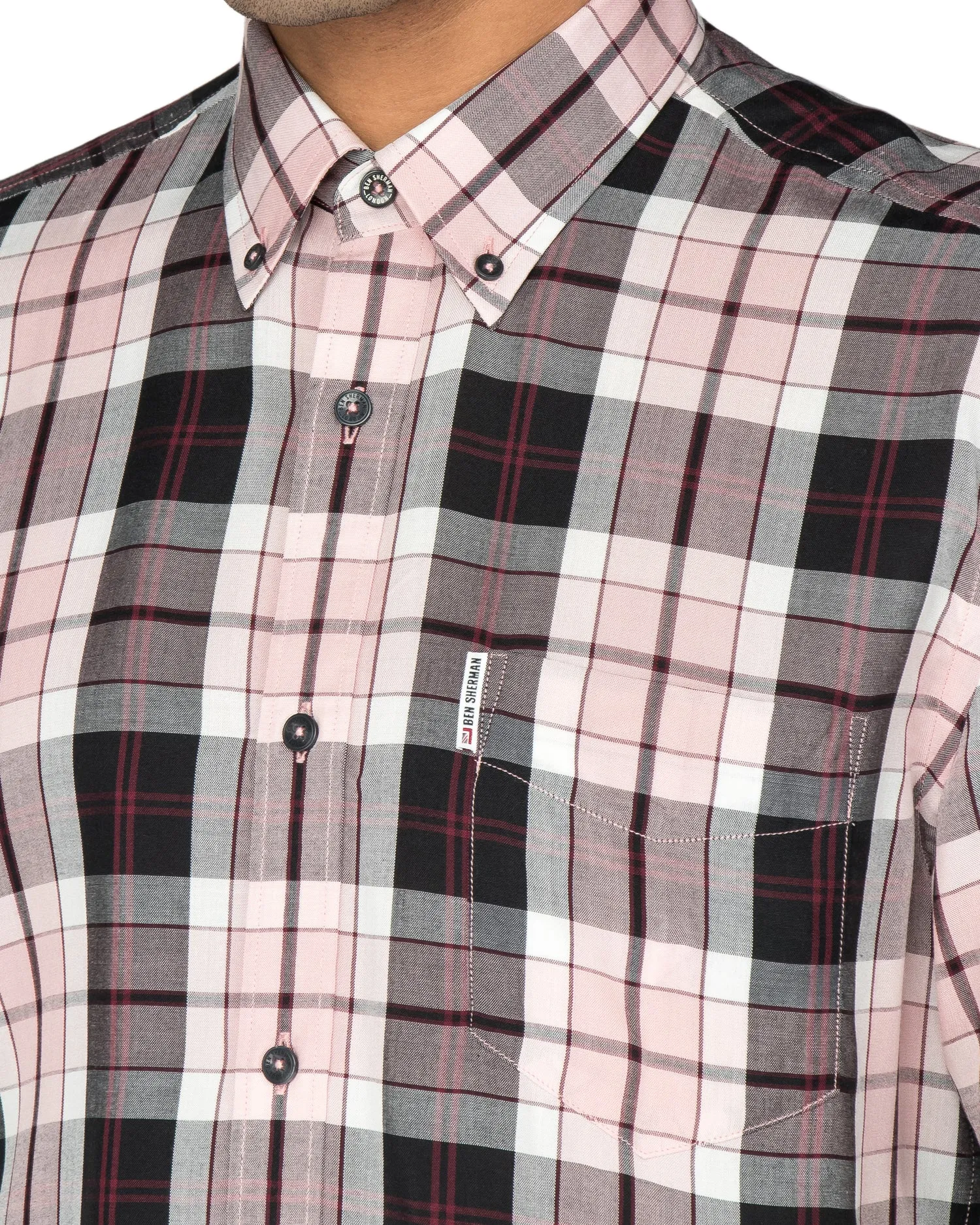 Short-Sleeve Viscose Check Shirt - Pink sold by Ben Sherman product image thumbnail 2