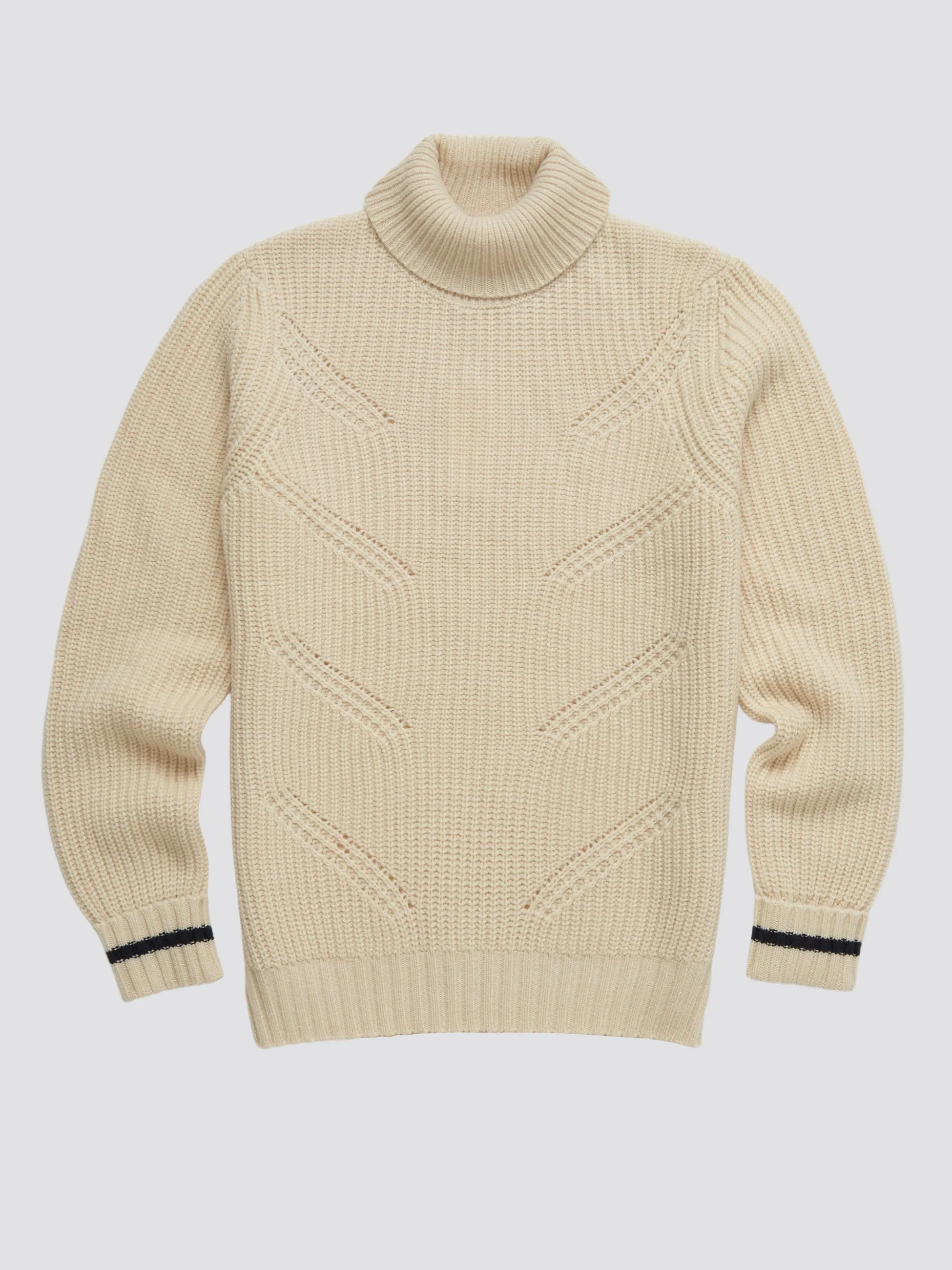 Chunky Roll-Neck Striped Sweater - Ivory sold by Ben Sherman product image thumbnail 4