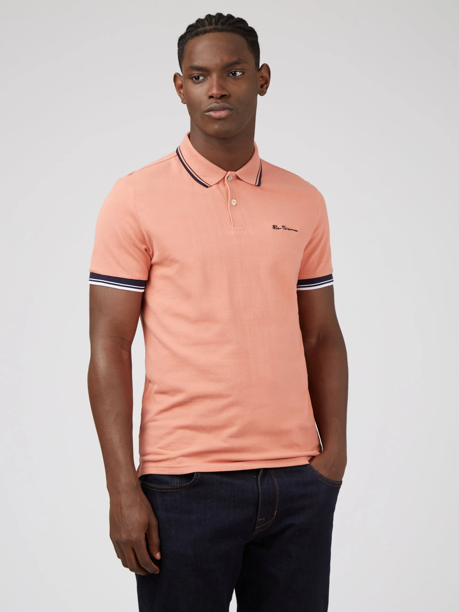 Signature Organic Cotton Polo - Dark Pink sold by Ben Sherman product image thumbnail 3