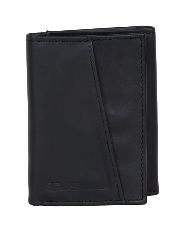 Manchester Full-Grain Cowhide Marble Crunch Leather Trifold Wallet - Black made by Heritage