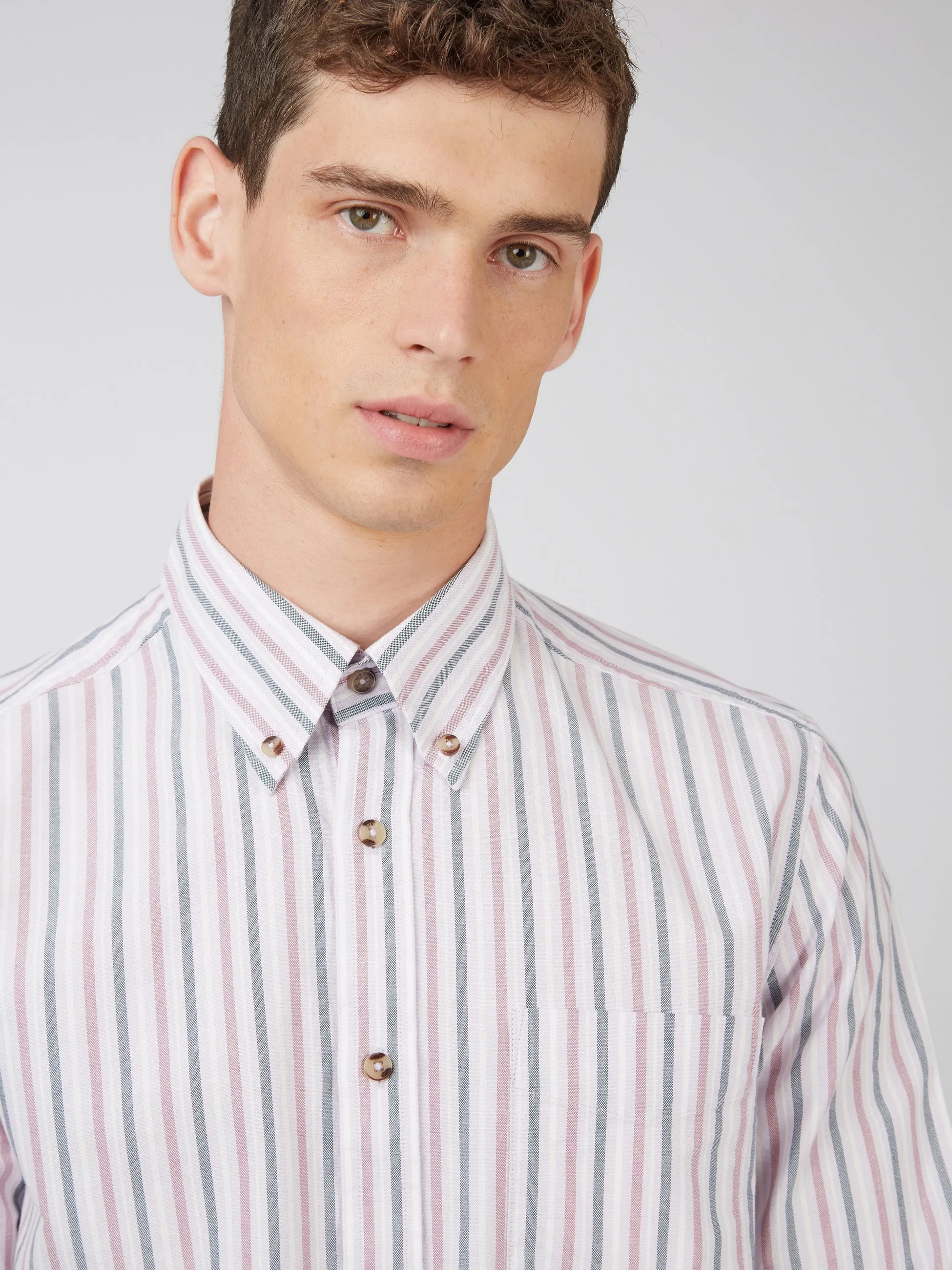 Oxford Stripe Long-Sleeve Shirt - Grape sold by Ben Sherman product image thumbnail 5
