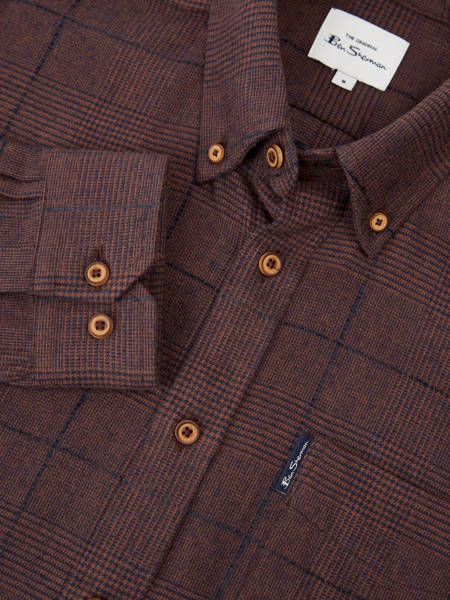 Long-Sleeve Heritage Slub Check Shirt - Coffee sold by Ben Sherman product image thumbnail 3