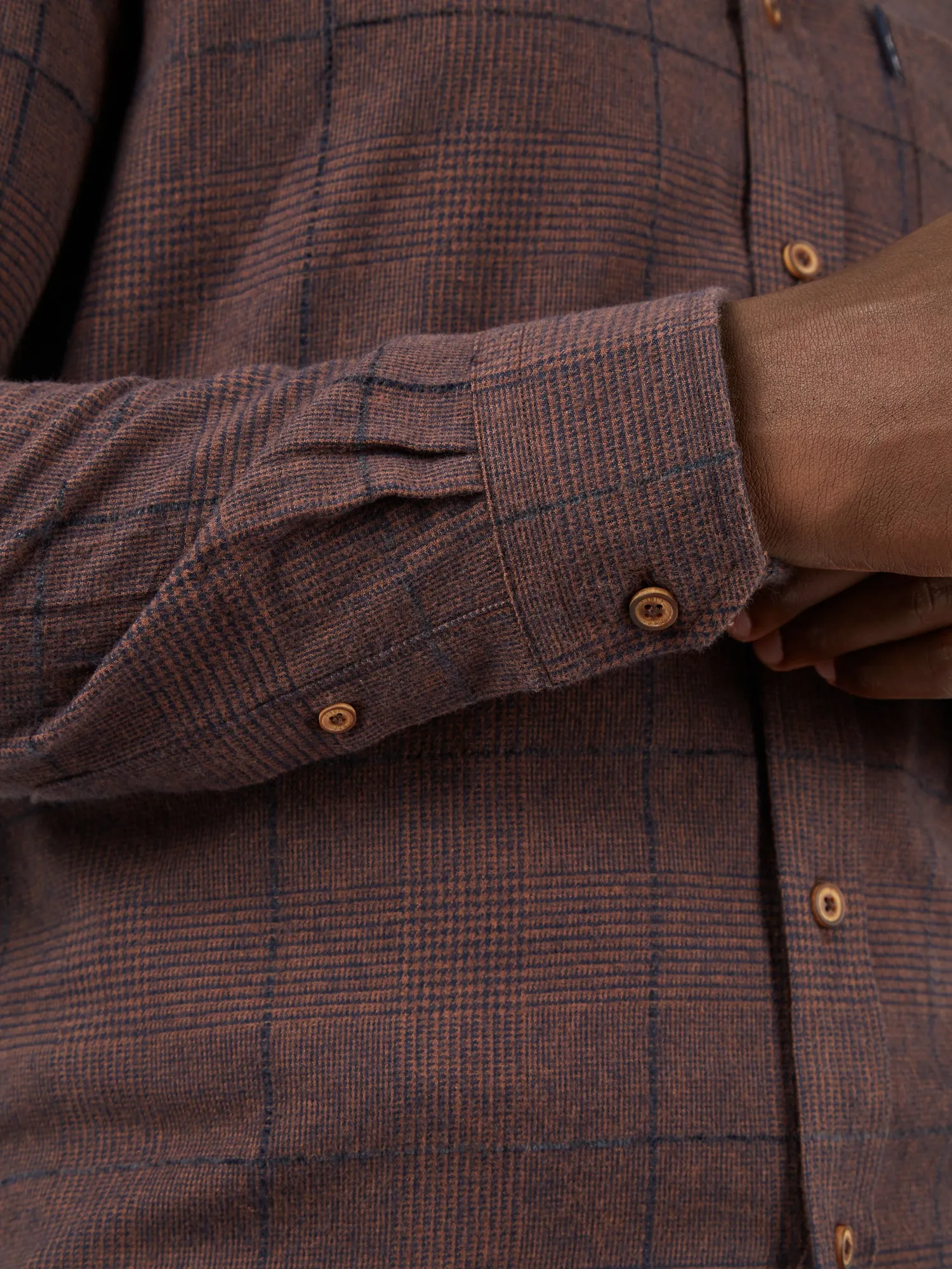 Long-Sleeve Heritage Slub Check Shirt - Coffee sold by Ben Sherman product image thumbnail 4