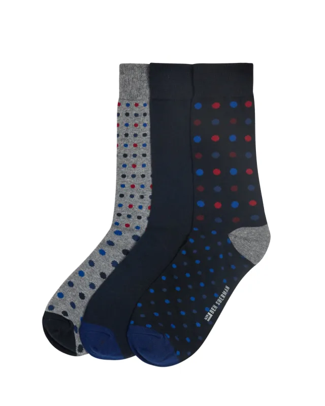 Captain Cutt Men's Gift Socks 3-Pack - Navy/Grey/Multi sold by Ben Sherman