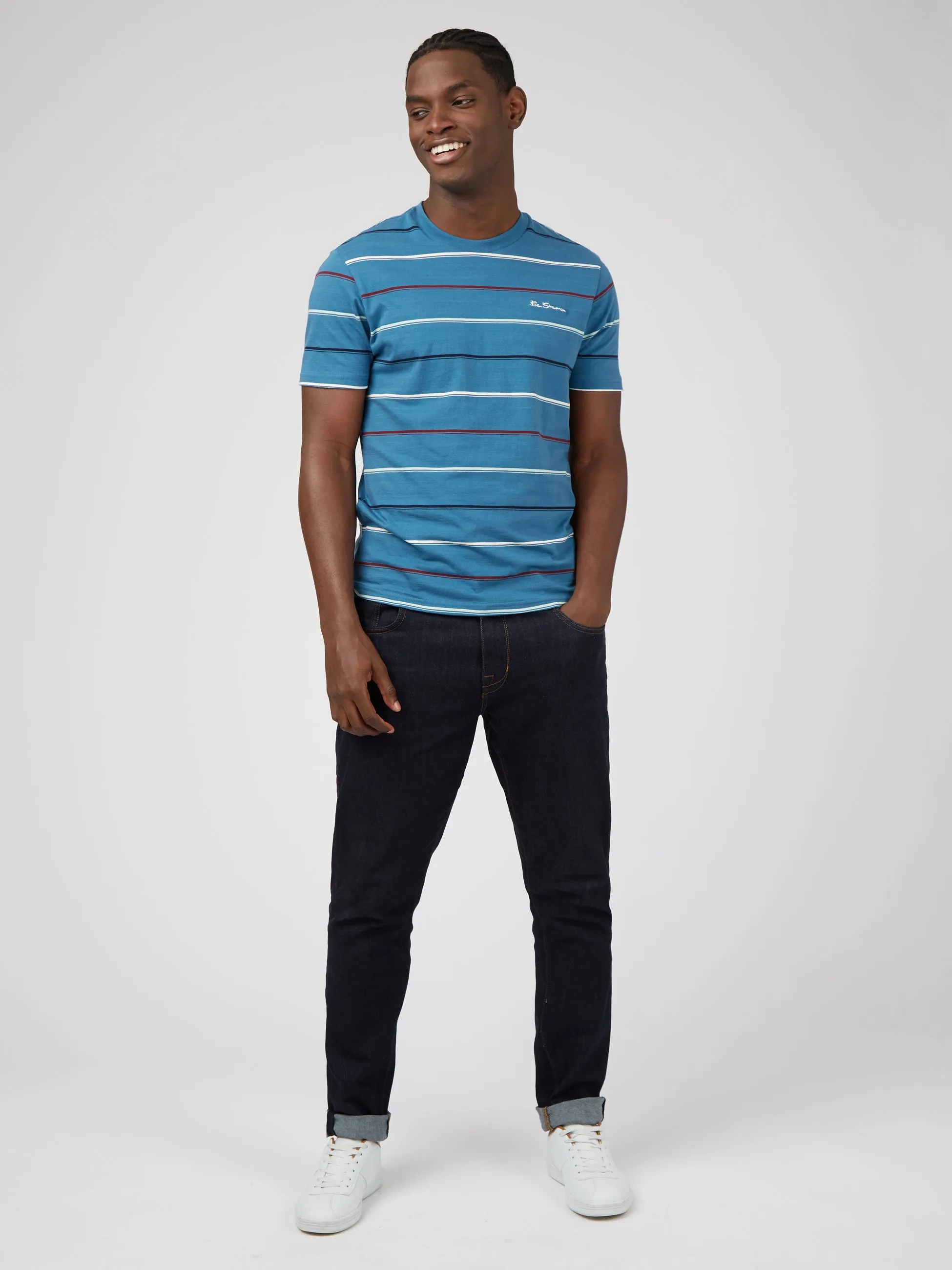 Fine Stripe Tee - Wedgewood Blue sold by Ben Sherman product image thumbnail 2