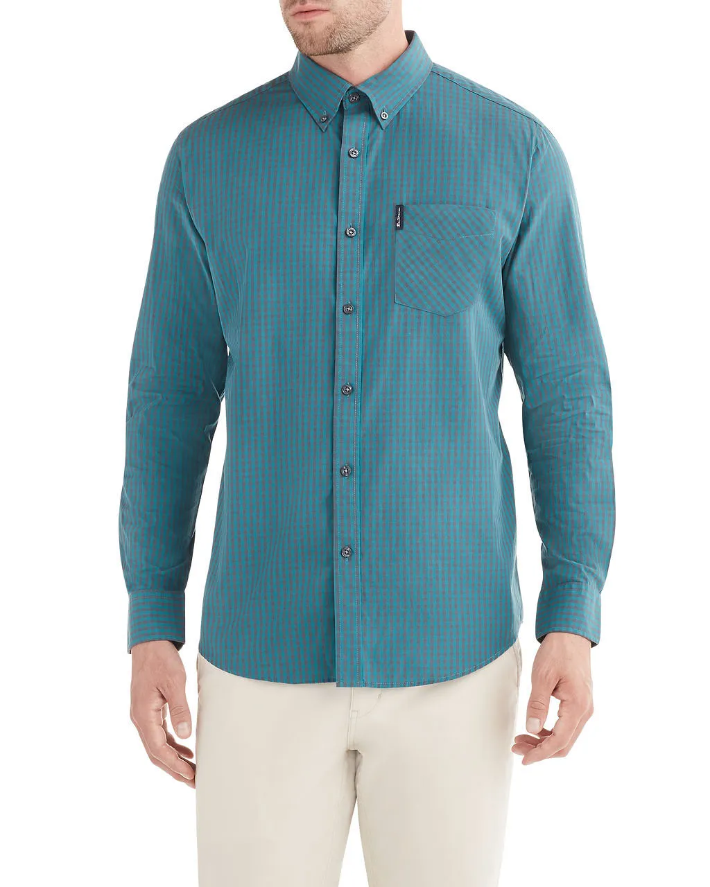 Long-Sleeve Classic Gingham Shirt - Forest Green sold by Ben Sherman