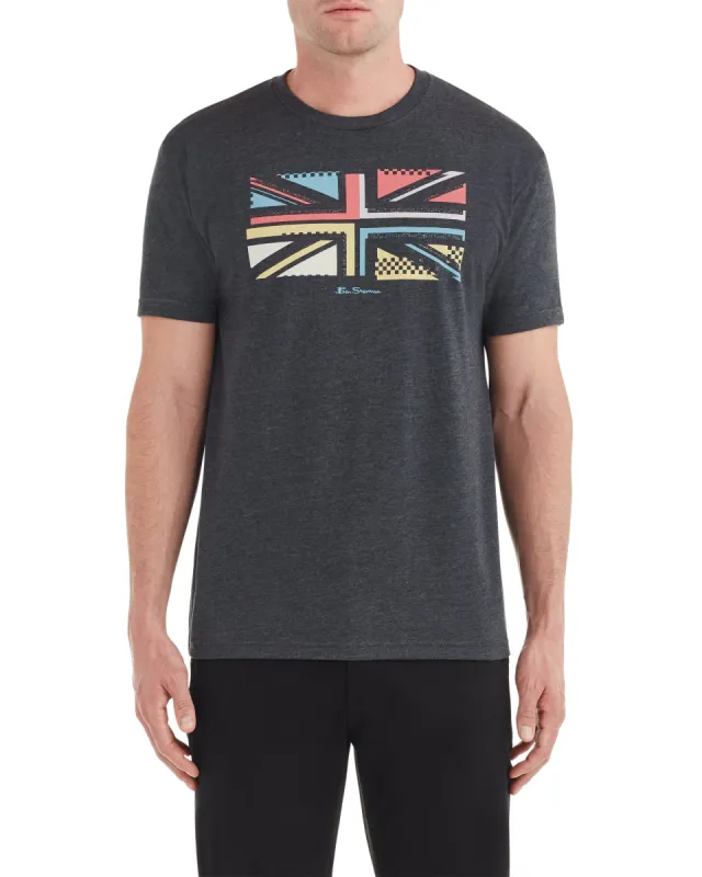 Union Jack Slice Graphic Tee - Charcoal Heather sold by Ben Sherman