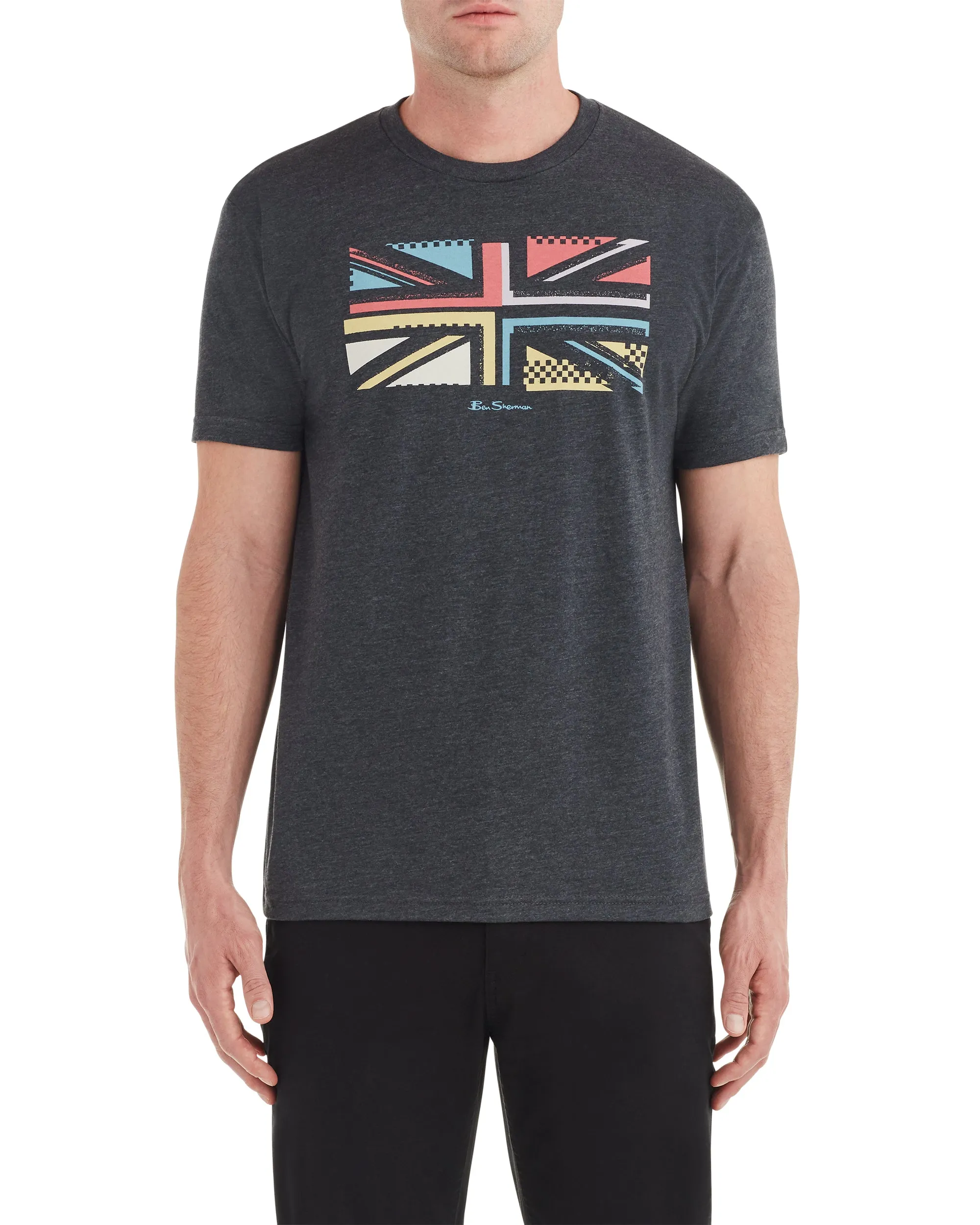 Union Jack Slice Graphic Tee - Charcoal Heather sold by Ben Sherman