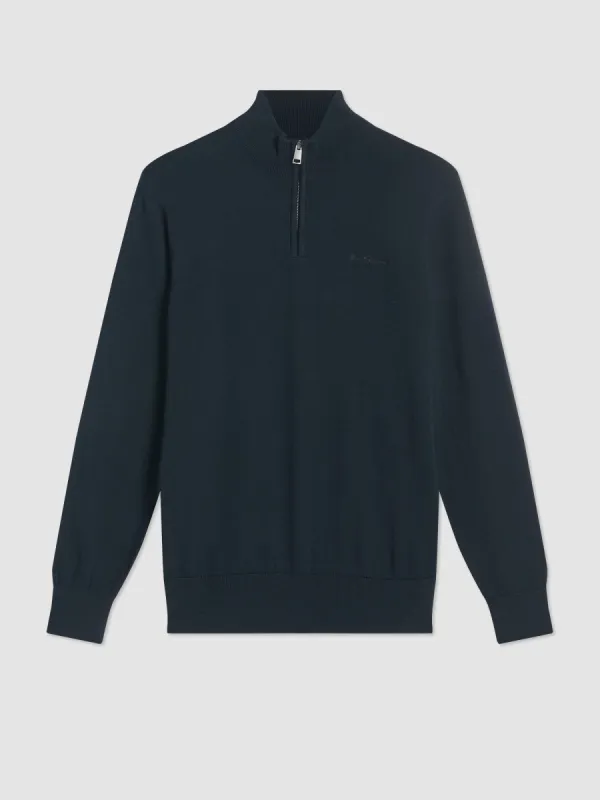 Merino Knit Half-Zip Sweater - Black sold by Ben Sherman