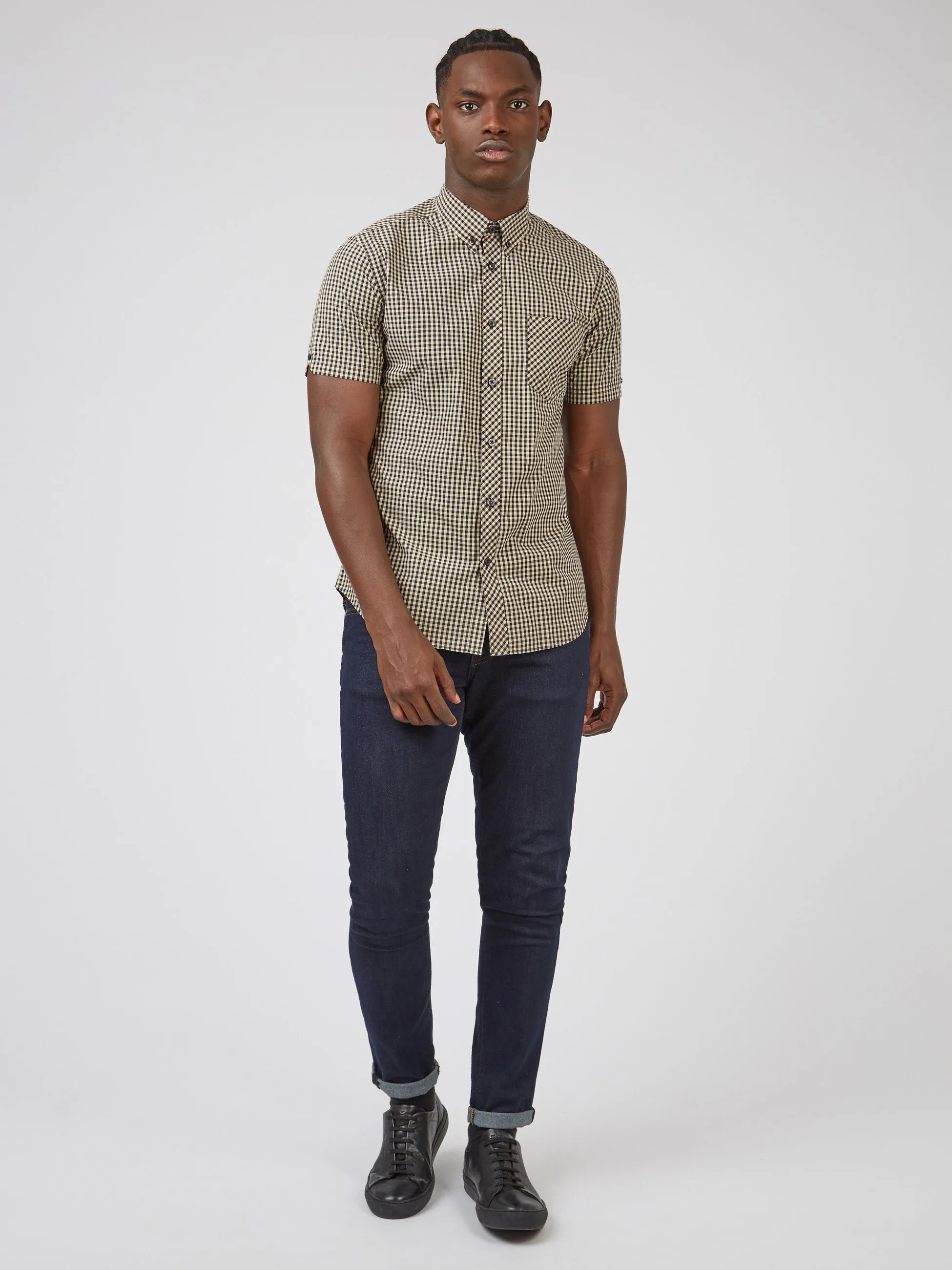 Signature Short-Sleeve Gingham Shirt - Black sold by Ben Sherman product image thumbnail 5