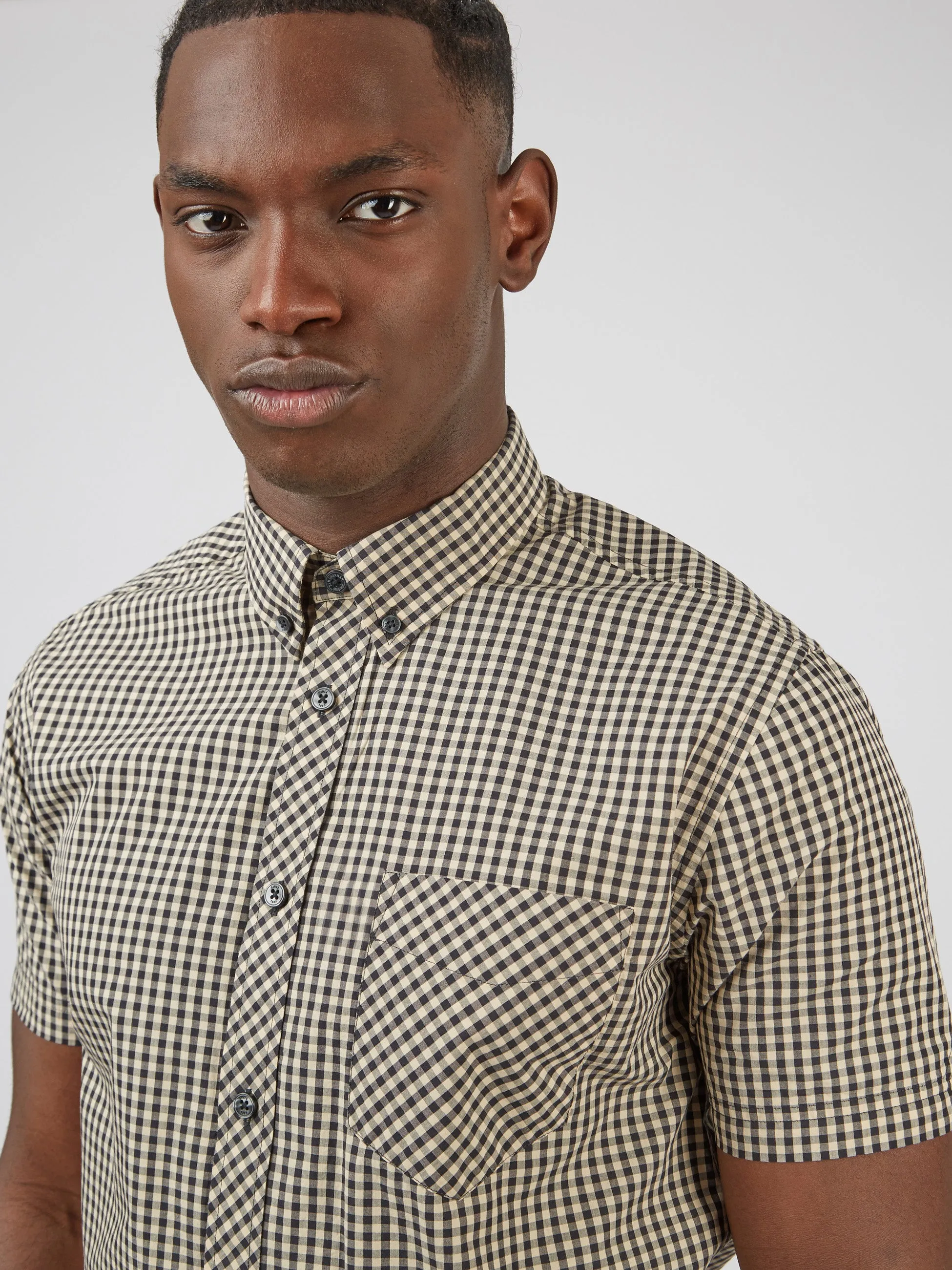 Signature Short-Sleeve Gingham Shirt - Black sold by Ben Sherman product image thumbnail 2