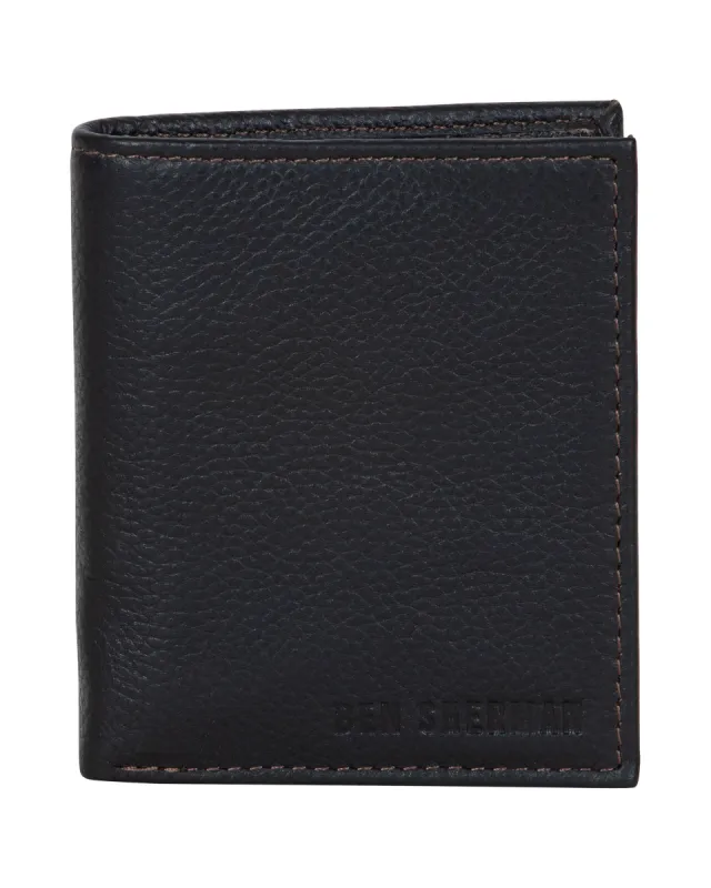 Leather Square Passcase Bifold Wallet - Brown made by Heritage