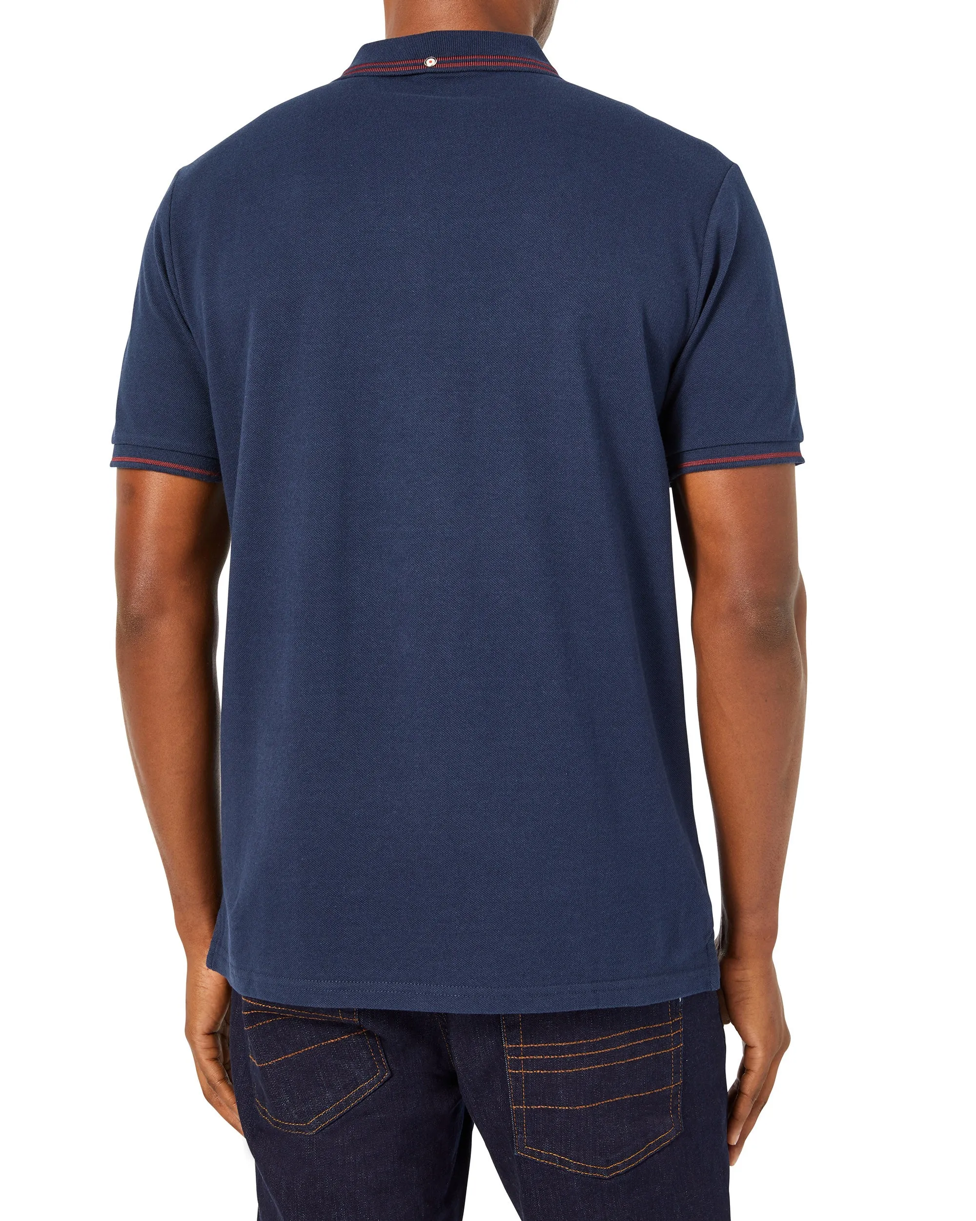 Script Tipped Pique Polo Shirt - Navy/Wine sold by Ben Sherman product image thumbnail 2