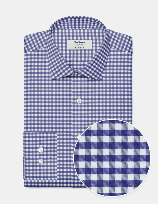 Custom Performance Gingham Shirt - Indigo sold by Ben Sherman
