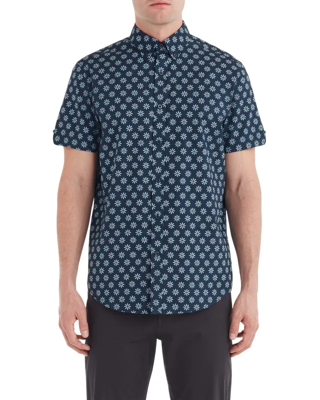 Short-Sleeve Floral Target Print Shirt - Dark Navy sold by Ben Sherman
