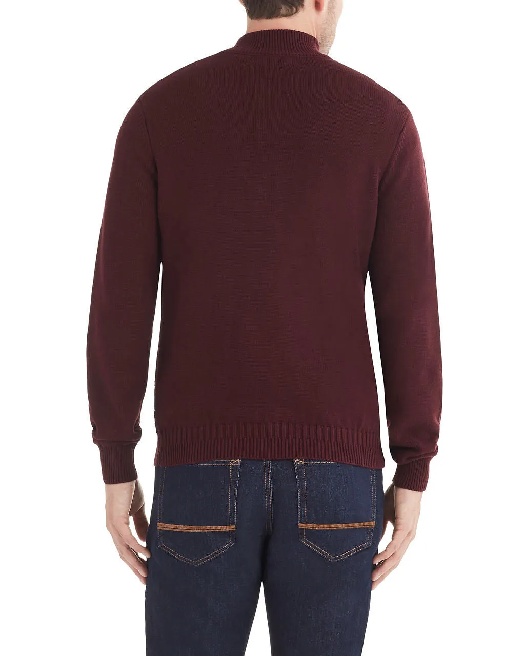 Popcorn Texture Quarter-Zip Sweater - Dark Red sold by Ben Sherman product image thumbnail 2