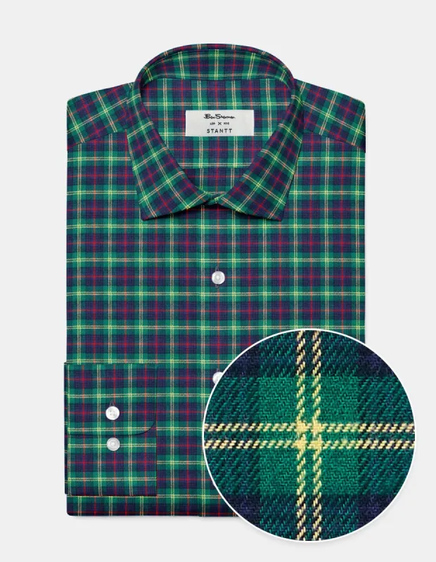 Custom House Tartan Shirt - Green sold by Ben Sherman