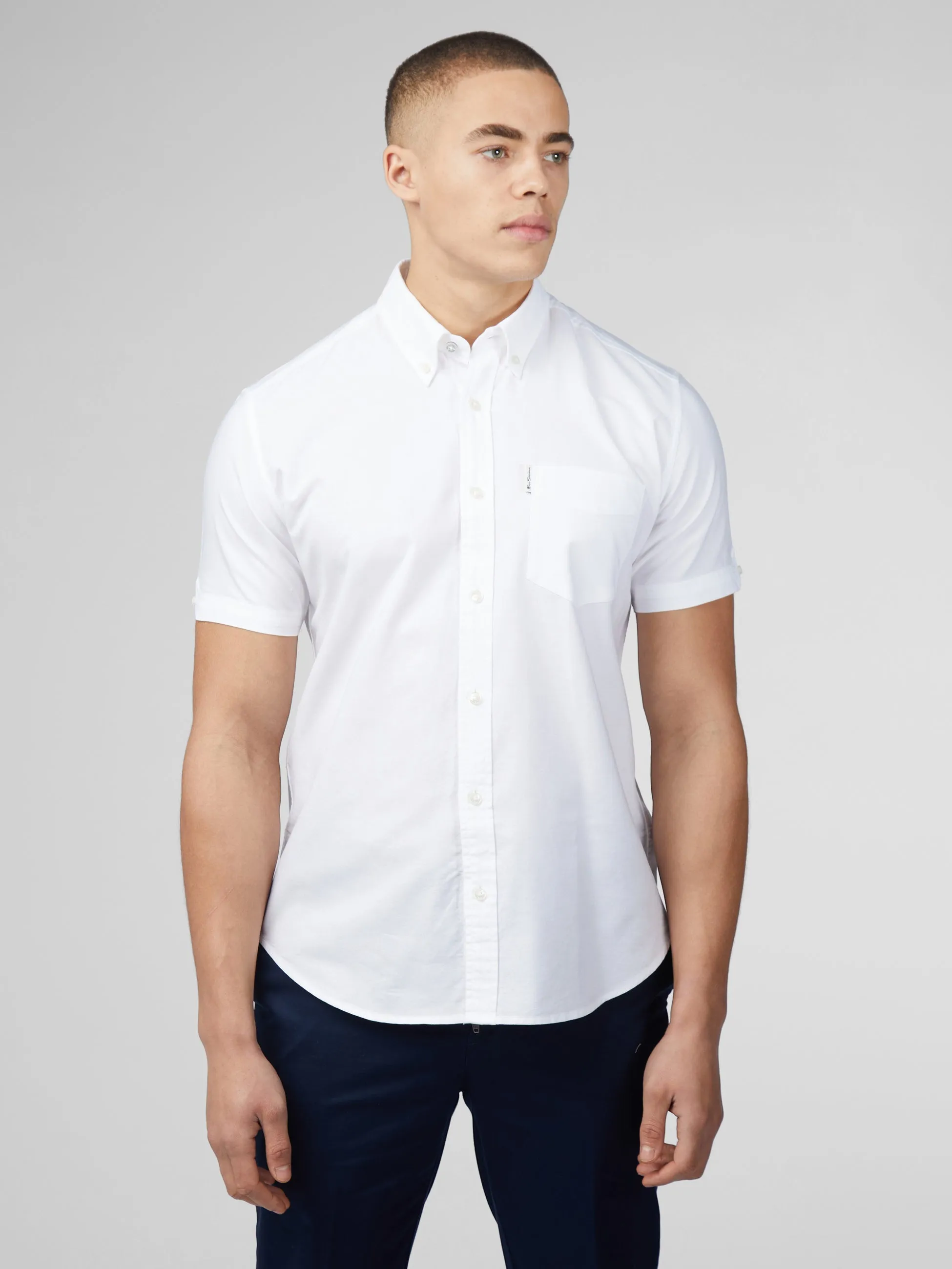 Signature Short Sleeve Oxford Shirt - White sold by Ben Sherman
