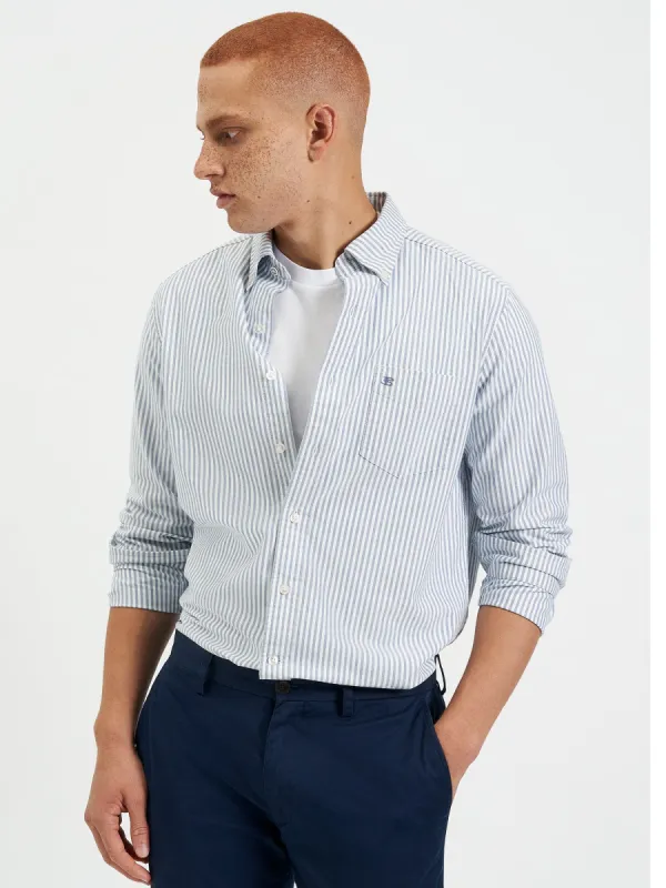 Brighton Oxford Organic Stripe Shirt - Indigo Bengal Stripe sold by Ben Sherman