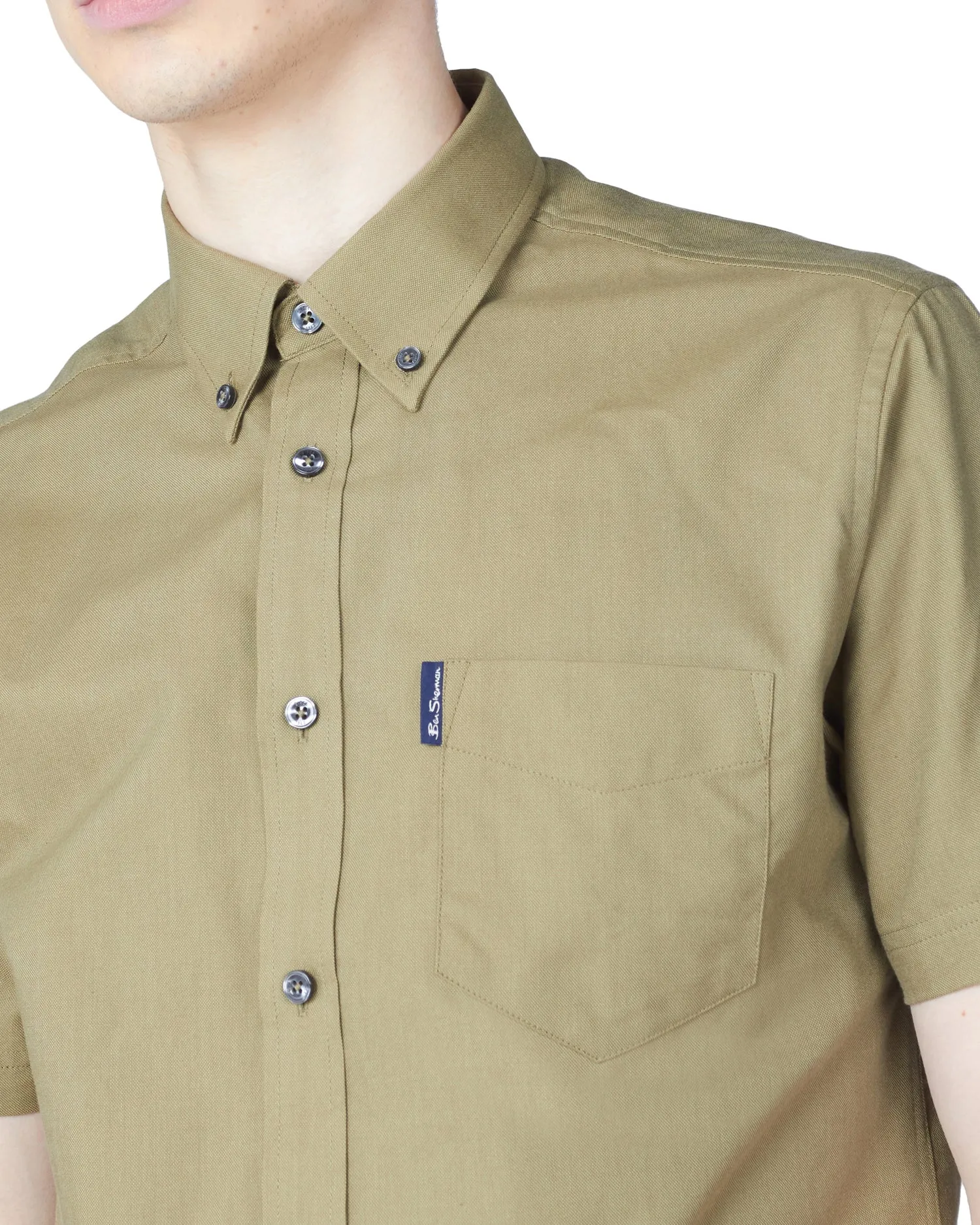 Short-Sleeve Signature Oxford Shirt - Olive sold by Ben Sherman product image thumbnail 4