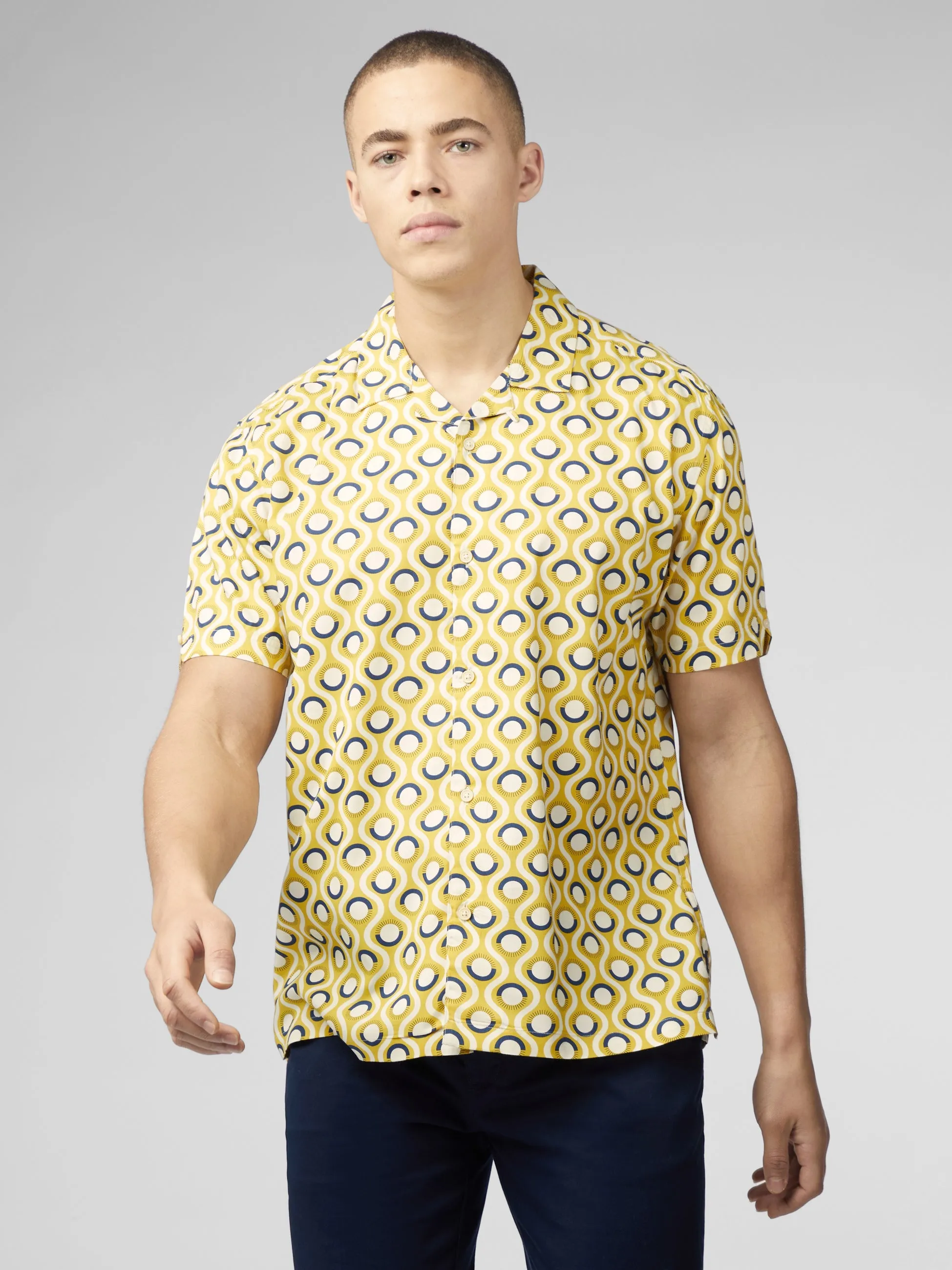 Signature Retro Geo Print Shirt - Sunflower sold by Ben Sherman
