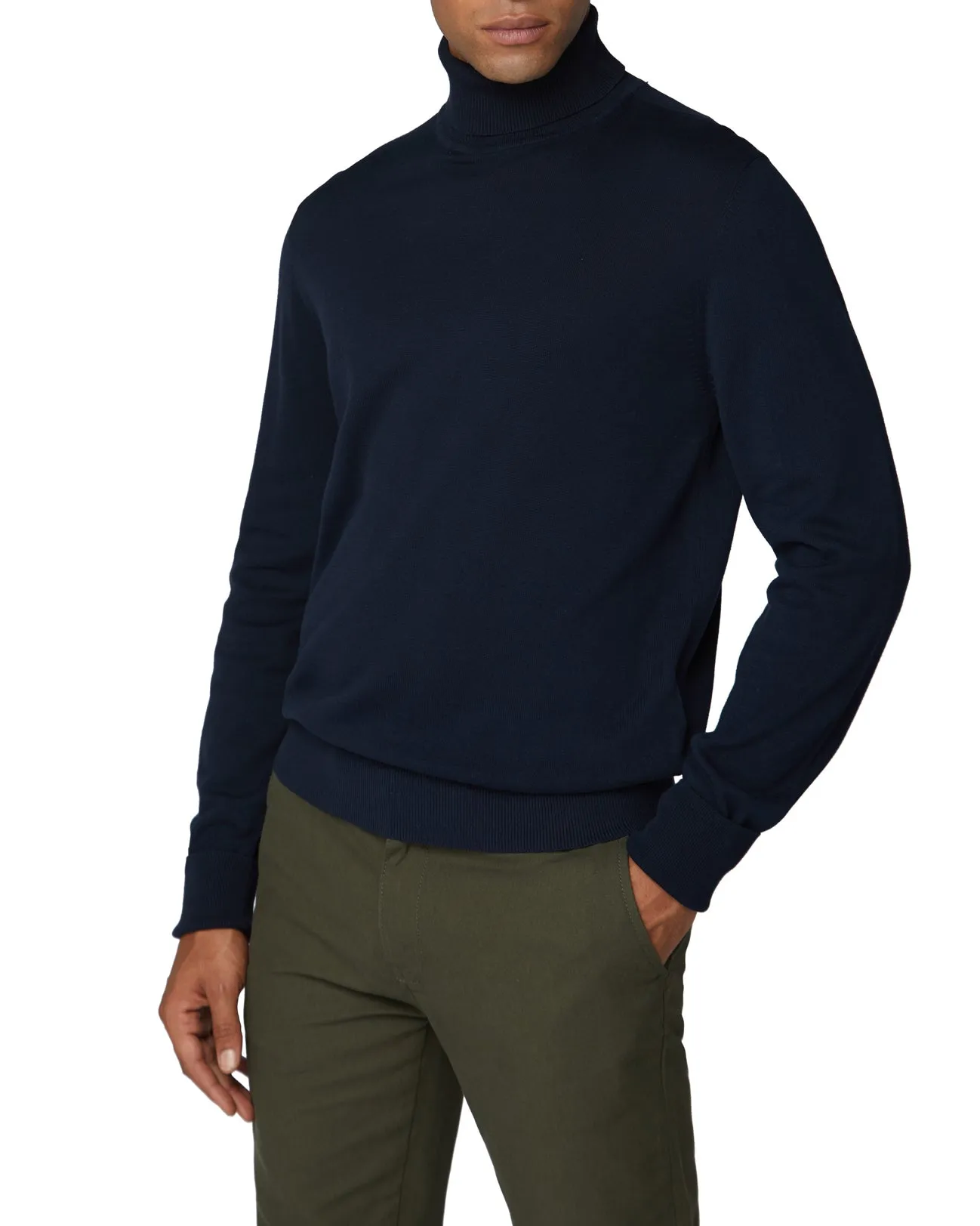 Cotton Roll Neck Sweater - Navy sold by Ben Sherman