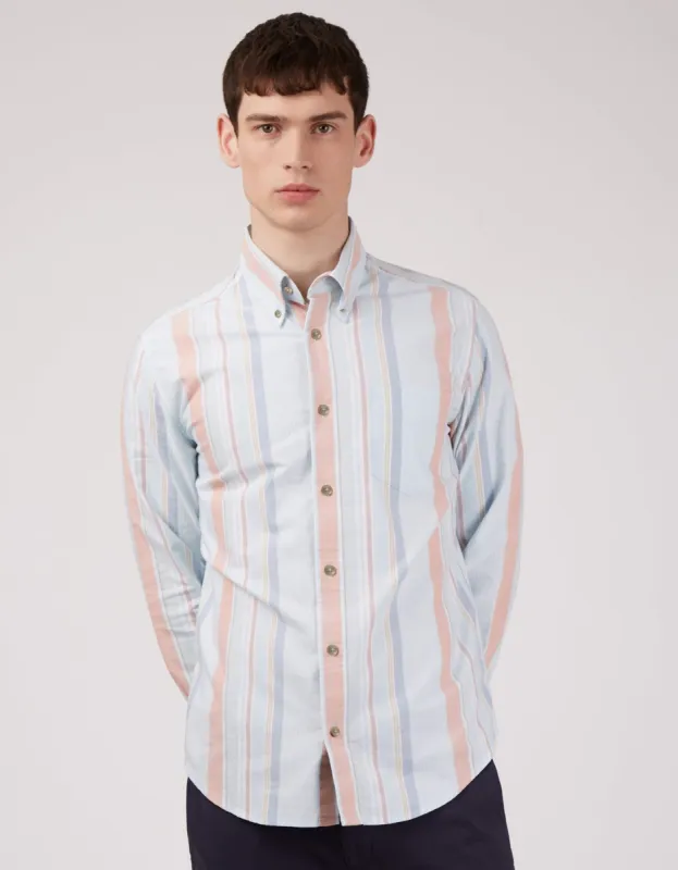 The Oxford Ivy Stripe Long-Sleeve Shirt - Sky Blue sold by Ben Sherman