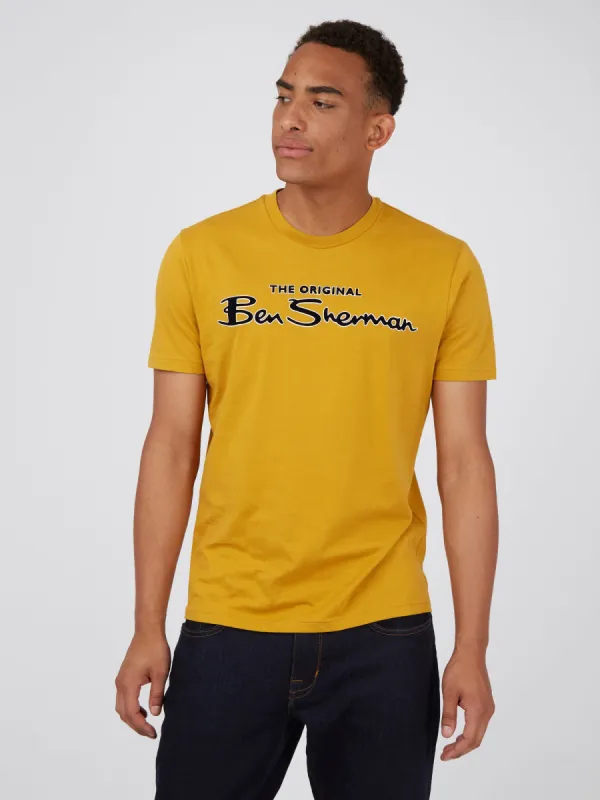 Signature Flock Graphic Tee - Mustard sold by Ben Sherman
