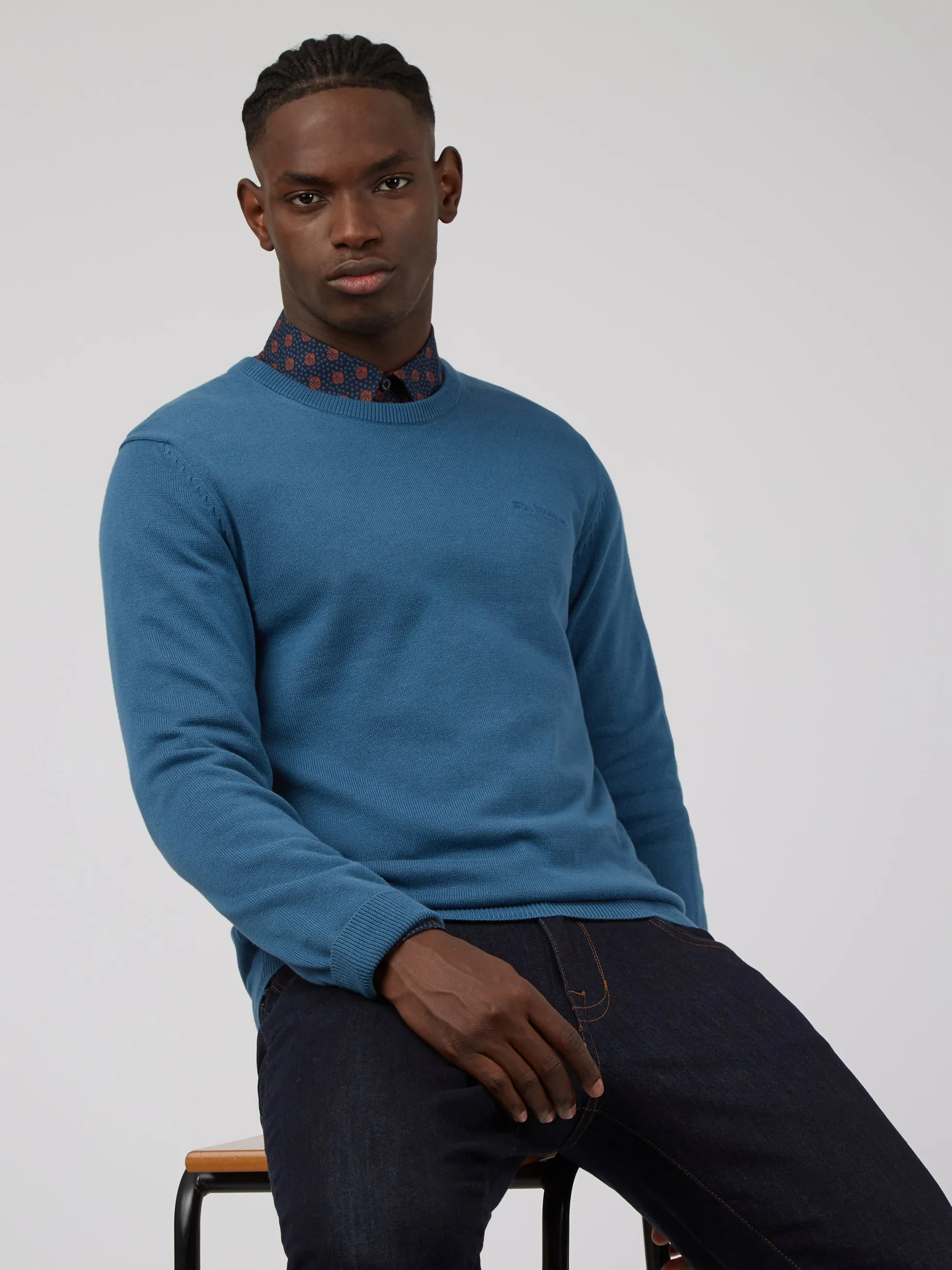 Signature Knit Crewneck Sweater - Wedgewood Blue sold by Ben Sherman product image thumbnail 2