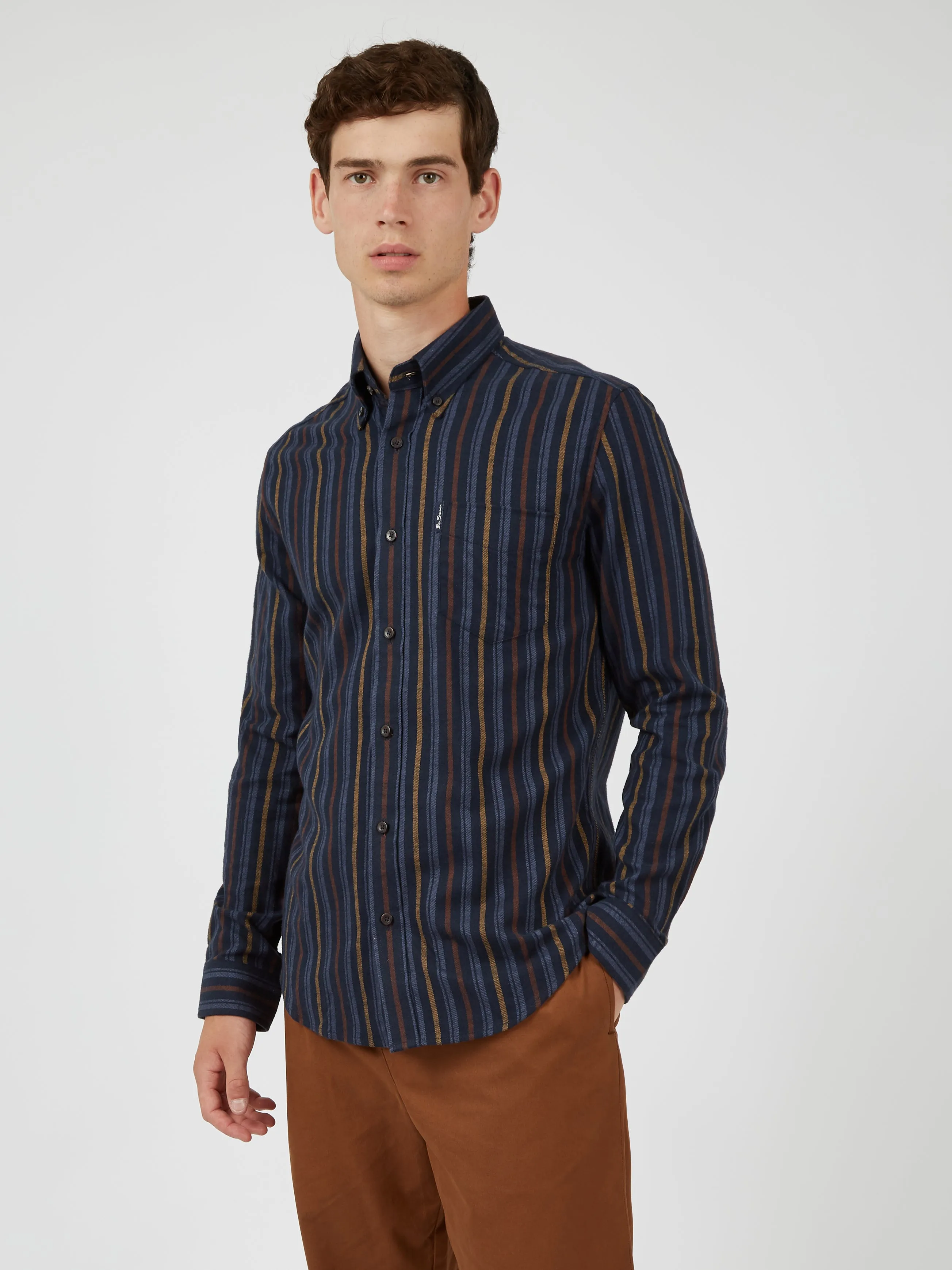 Long-Sleeve Brushed Vertical-Stripe Shirt - Midnight sold by Ben Sherman product image thumbnail 2