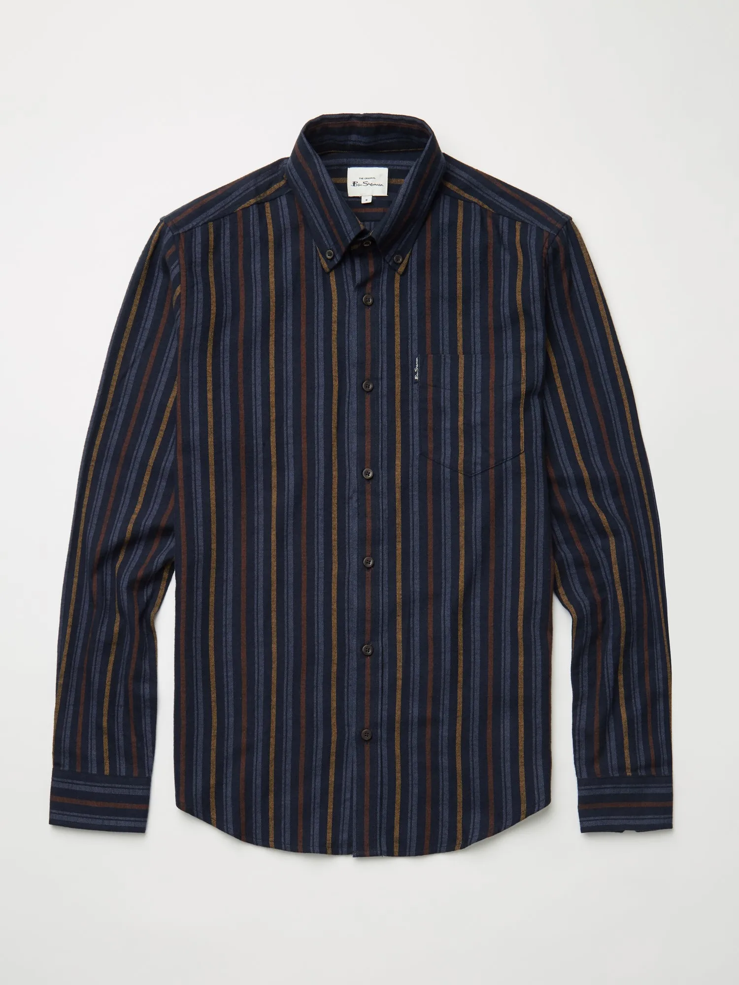 Long-Sleeve Brushed Vertical-Stripe Shirt - Midnight sold by Ben Sherman