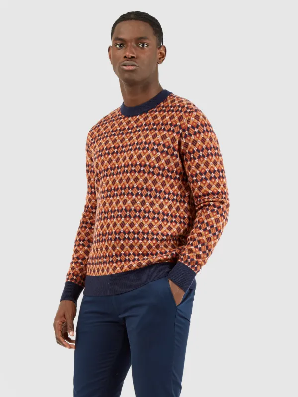 Fairisle-Textured Crewneck Sweater - Marine sold by Ben Sherman