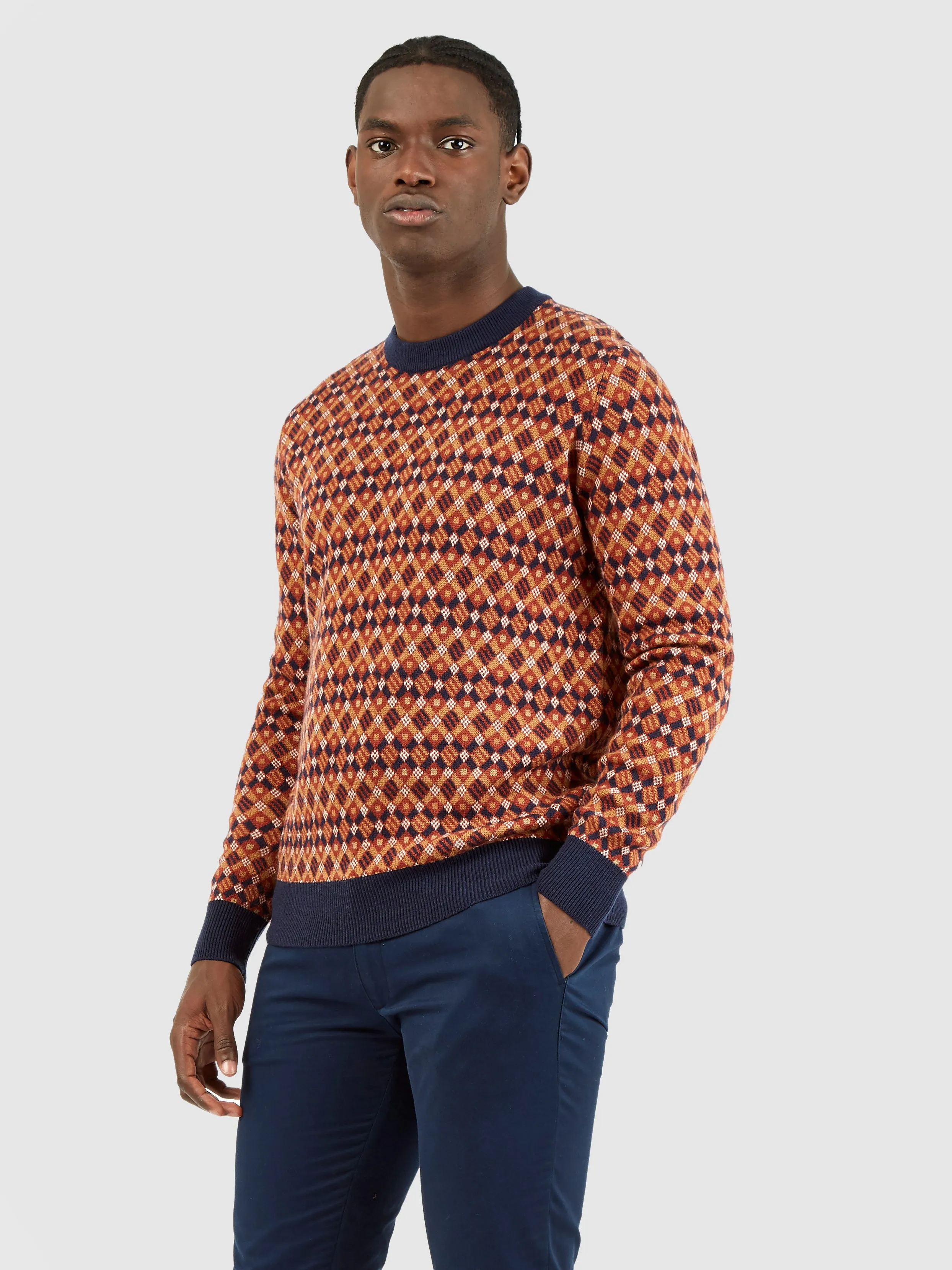 Fairisle-Textured Crewneck Sweater - Marine sold by Ben Sherman