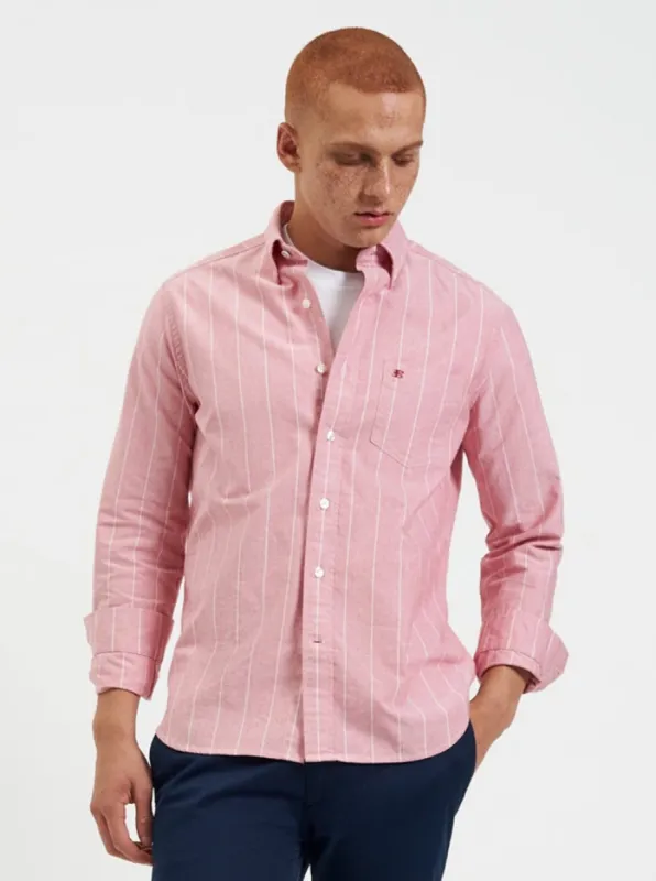 Brighton Oxford Organic Pinstripe Shirt - Light Red sold by Ben Sherman