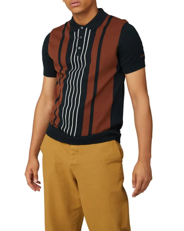 Short-Sleeve Mod Stripe Polo - Black sold by Ben Sherman