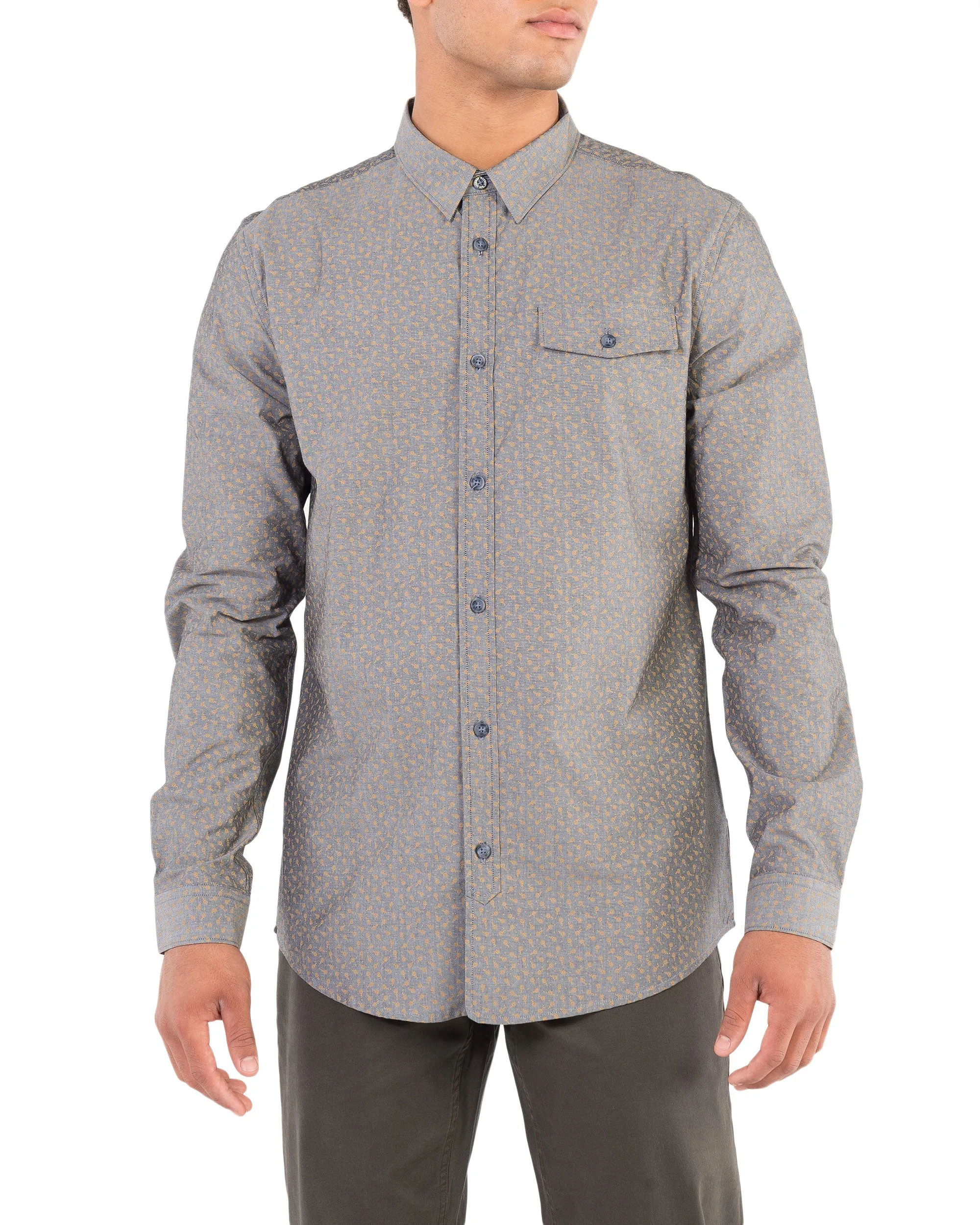 Long-Sleeve Chambray Tulip Shirt - Black sold by Ben Sherman