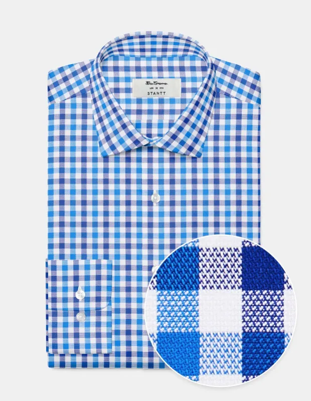Custom Heritage Gingham Check Shirt - Blue sold by Ben Sherman
