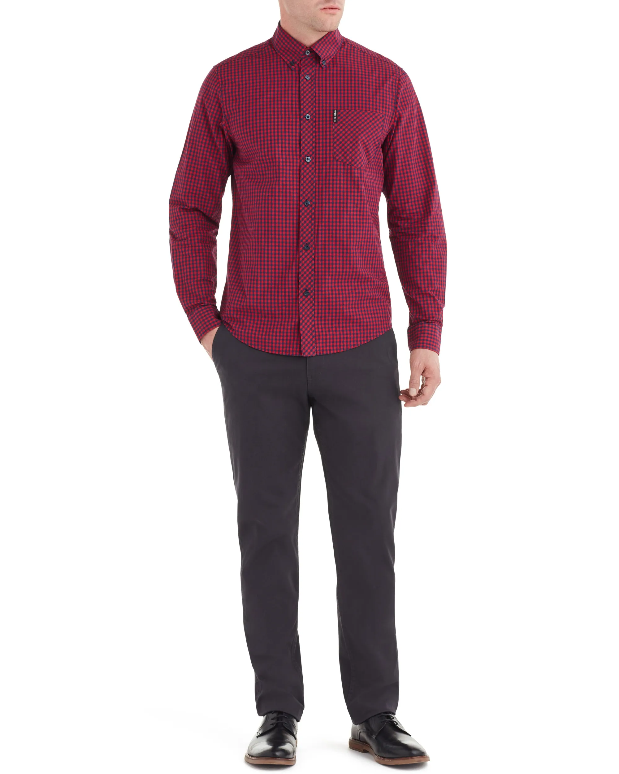 Long-Sleeve Gingham Shirt - Red sold by Ben Sherman product image thumbnail 3