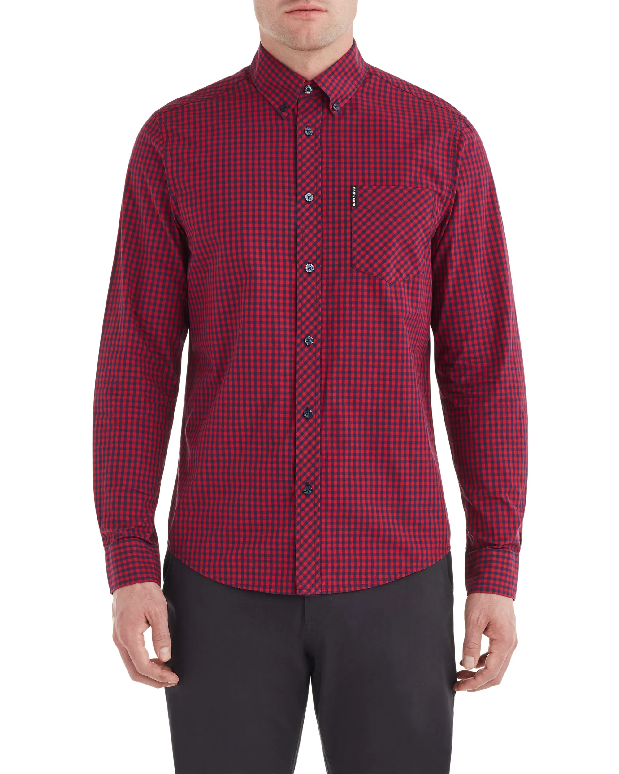 Long-Sleeve Gingham Shirt - Red sold by Ben Sherman