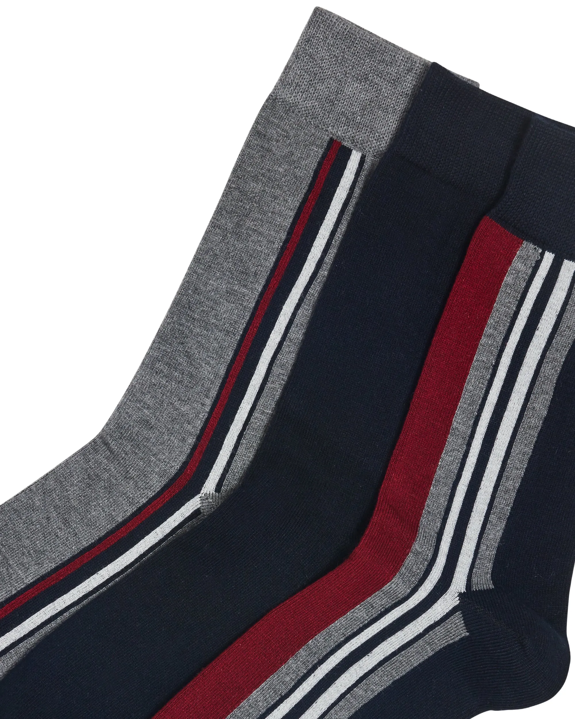Grundy Men's 3-Pack Socks - Grey/Navy/Red Stripe sold by Ben Sherman product image thumbnail 2