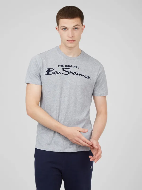 Signature Flock Graphic Tee - Grey sold by Ben Sherman