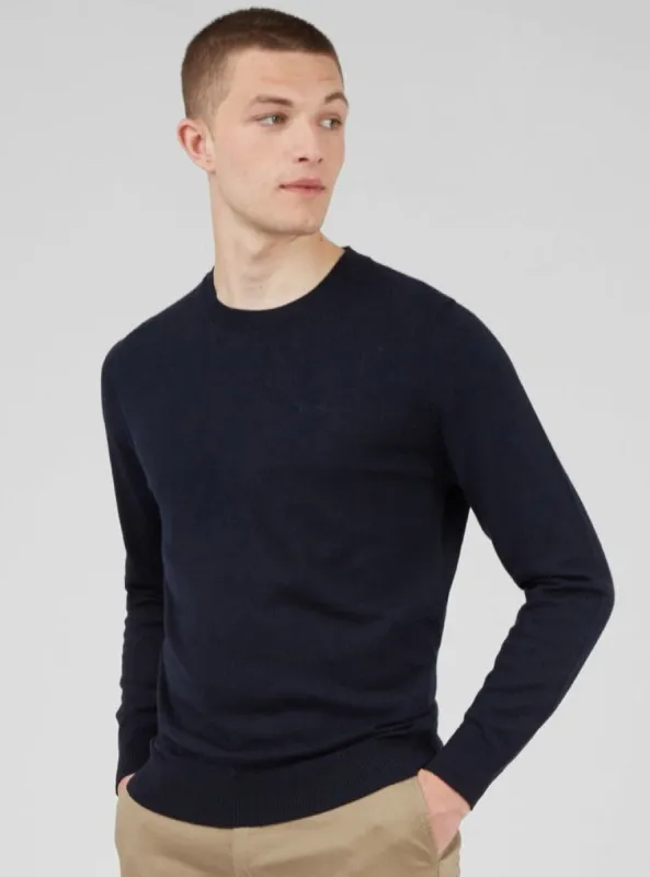 Signature Knit Crewneck Sweater - Navy sold by Ben Sherman