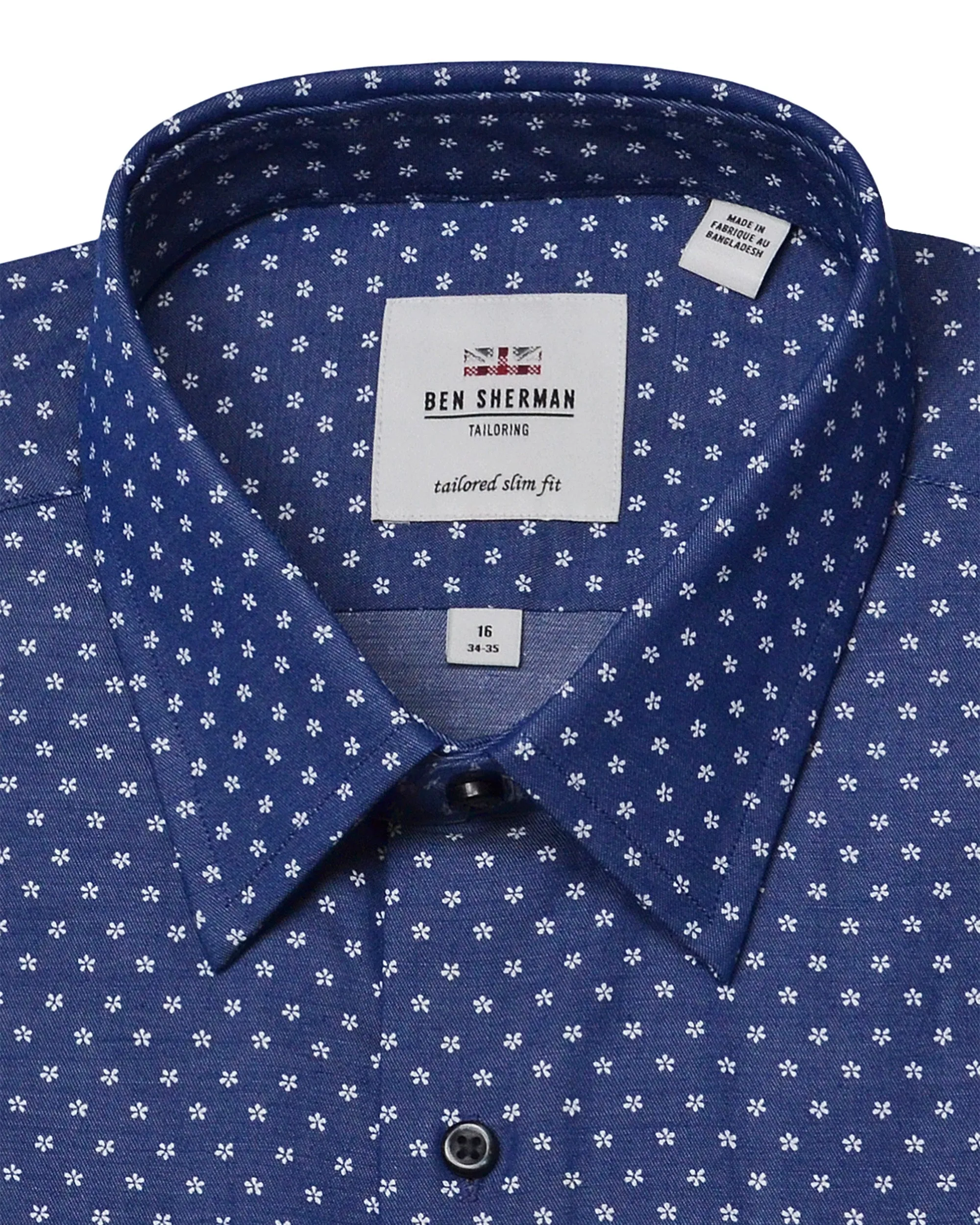 Floral Print on Navy Twill Slim Fit Dress Shirt sold by Ben Sherman product image thumbnail 5