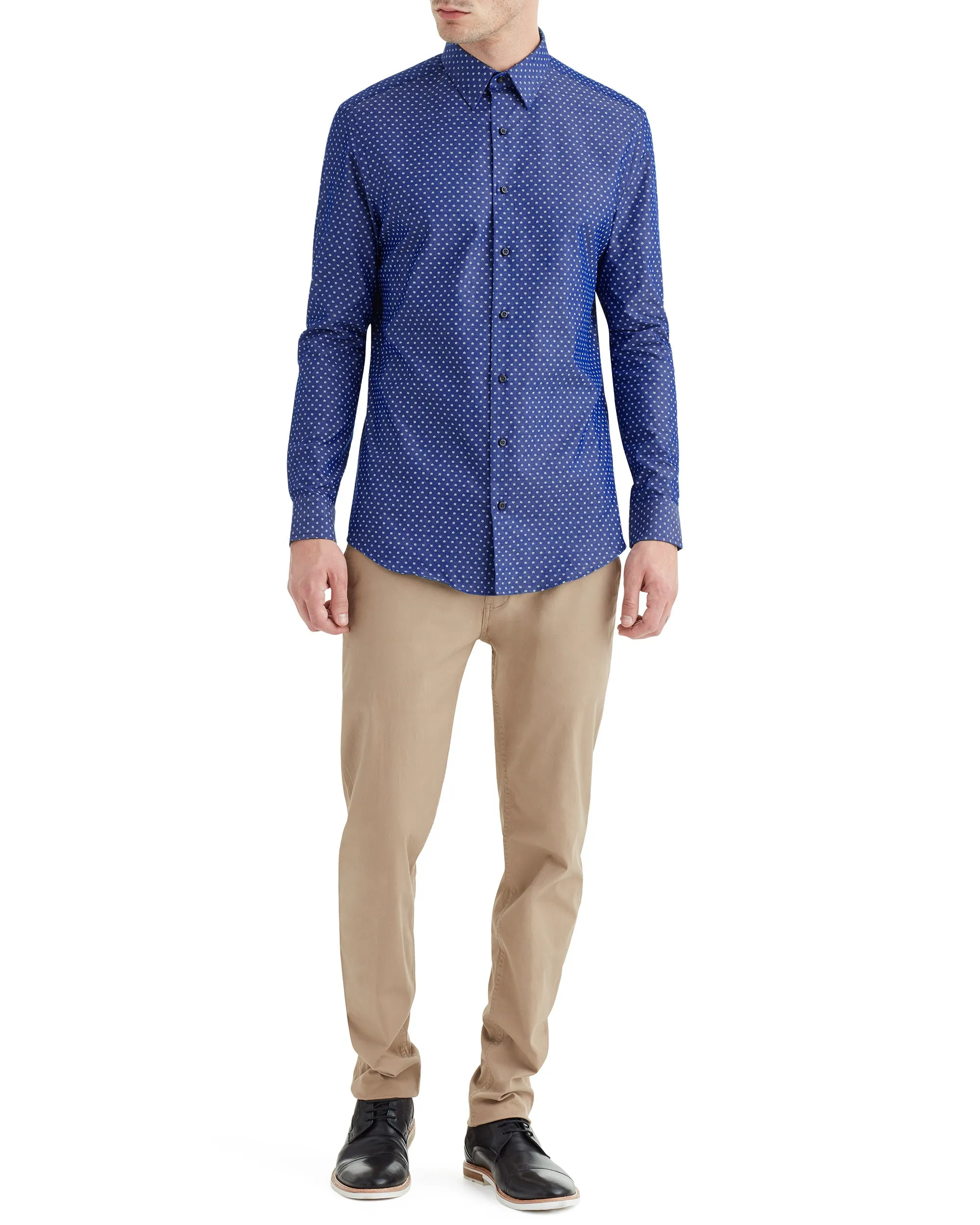 Floral Print on Navy Twill Slim Fit Dress Shirt sold by Ben Sherman product image thumbnail 3