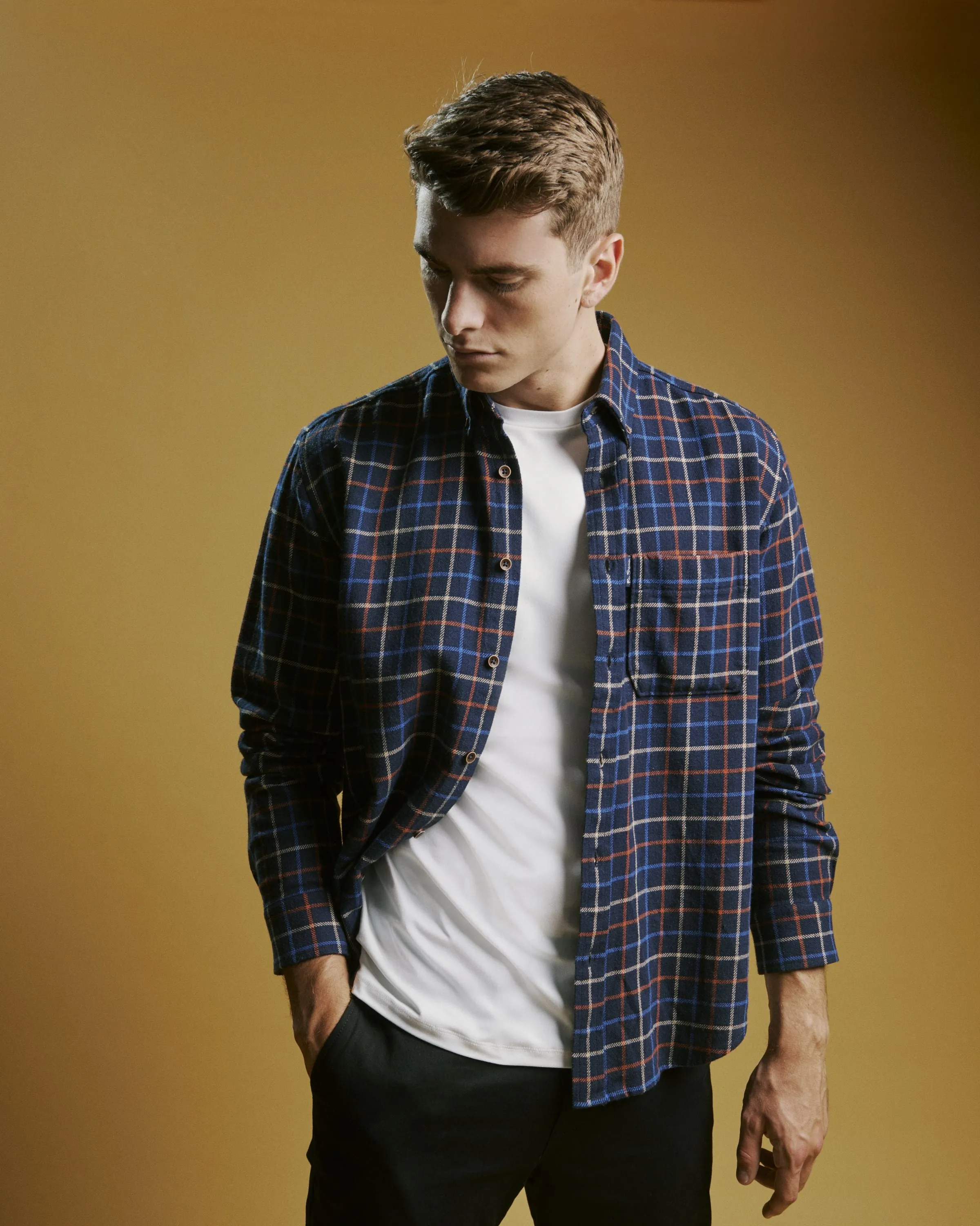 Tattersall Check Long-Sleeve Shirt - Marine sold by Ben Sherman product image thumbnail 3