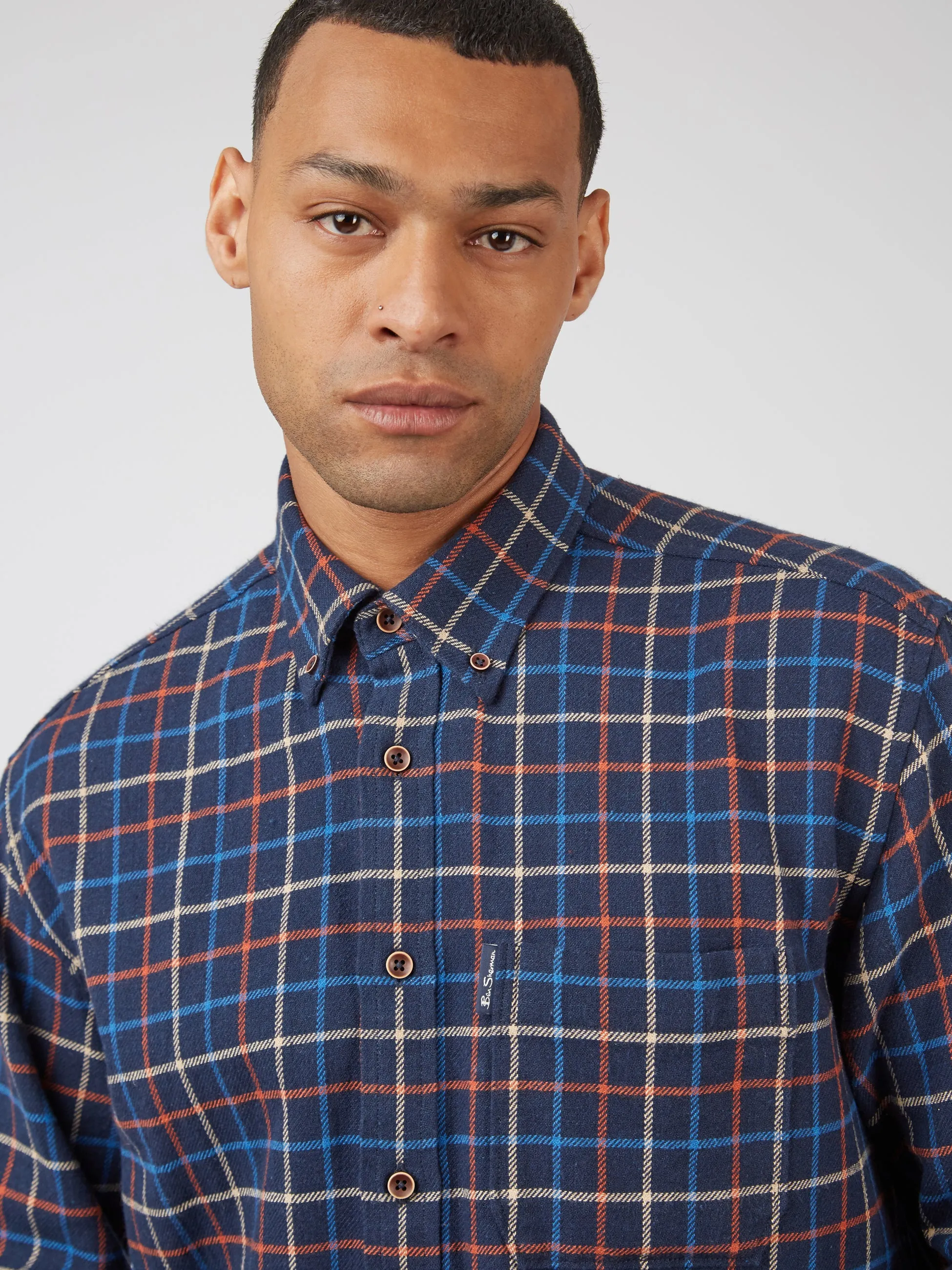 Tattersall Check Long-Sleeve Shirt - Marine sold by Ben Sherman product image thumbnail 2